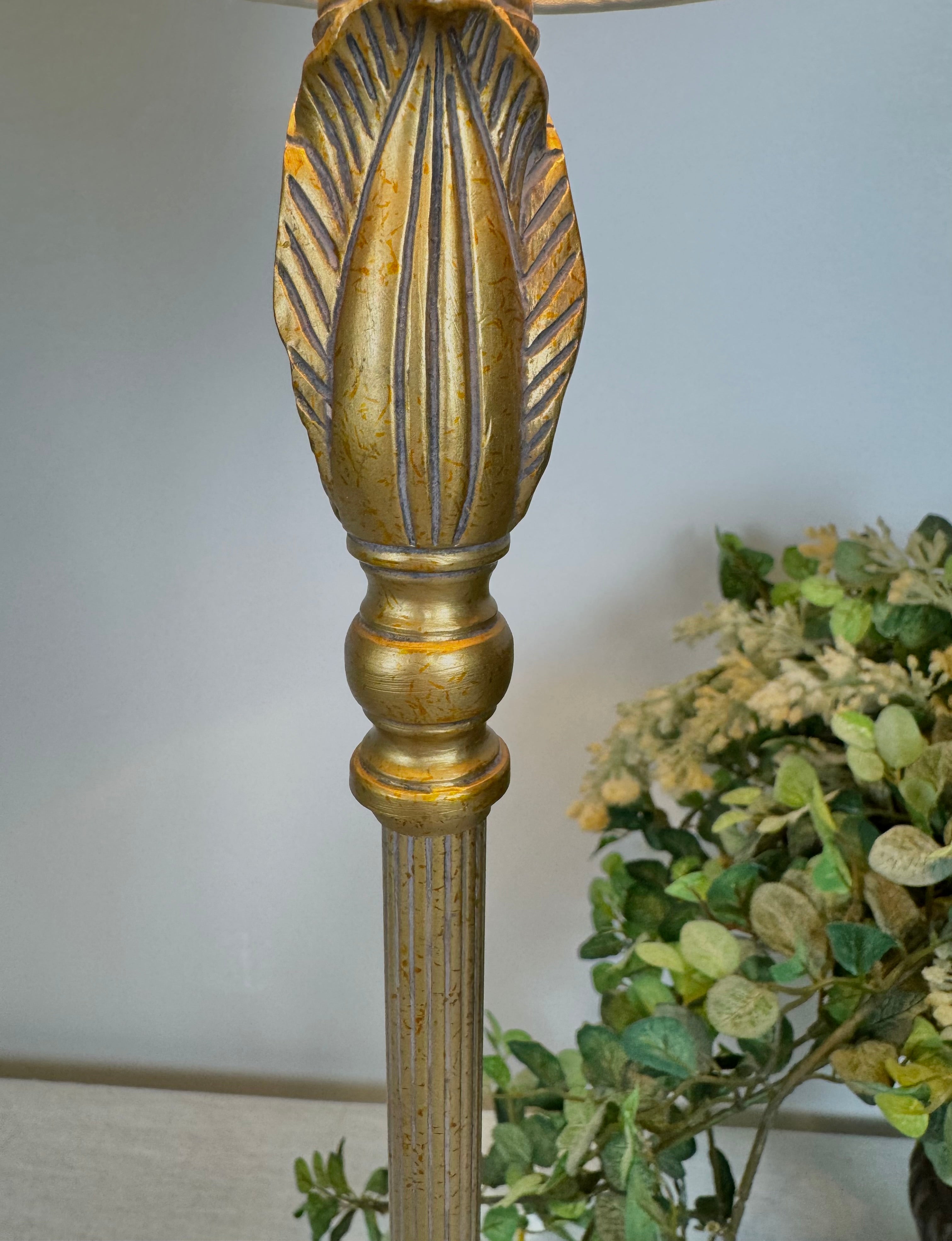 Antiqued Gold Scroll Leaf Buffet Lamp