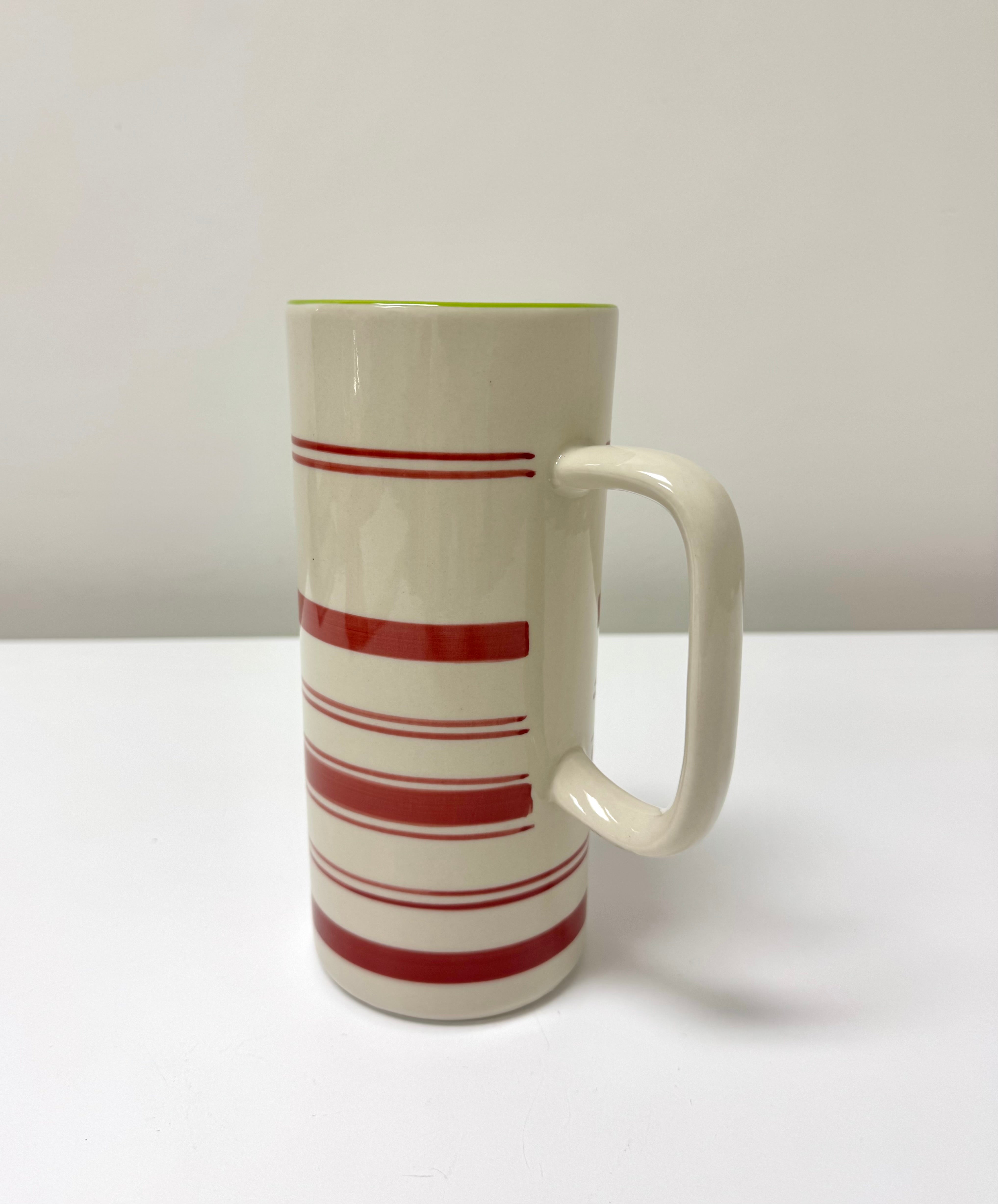 Cream Striped Stoneware Pitcher