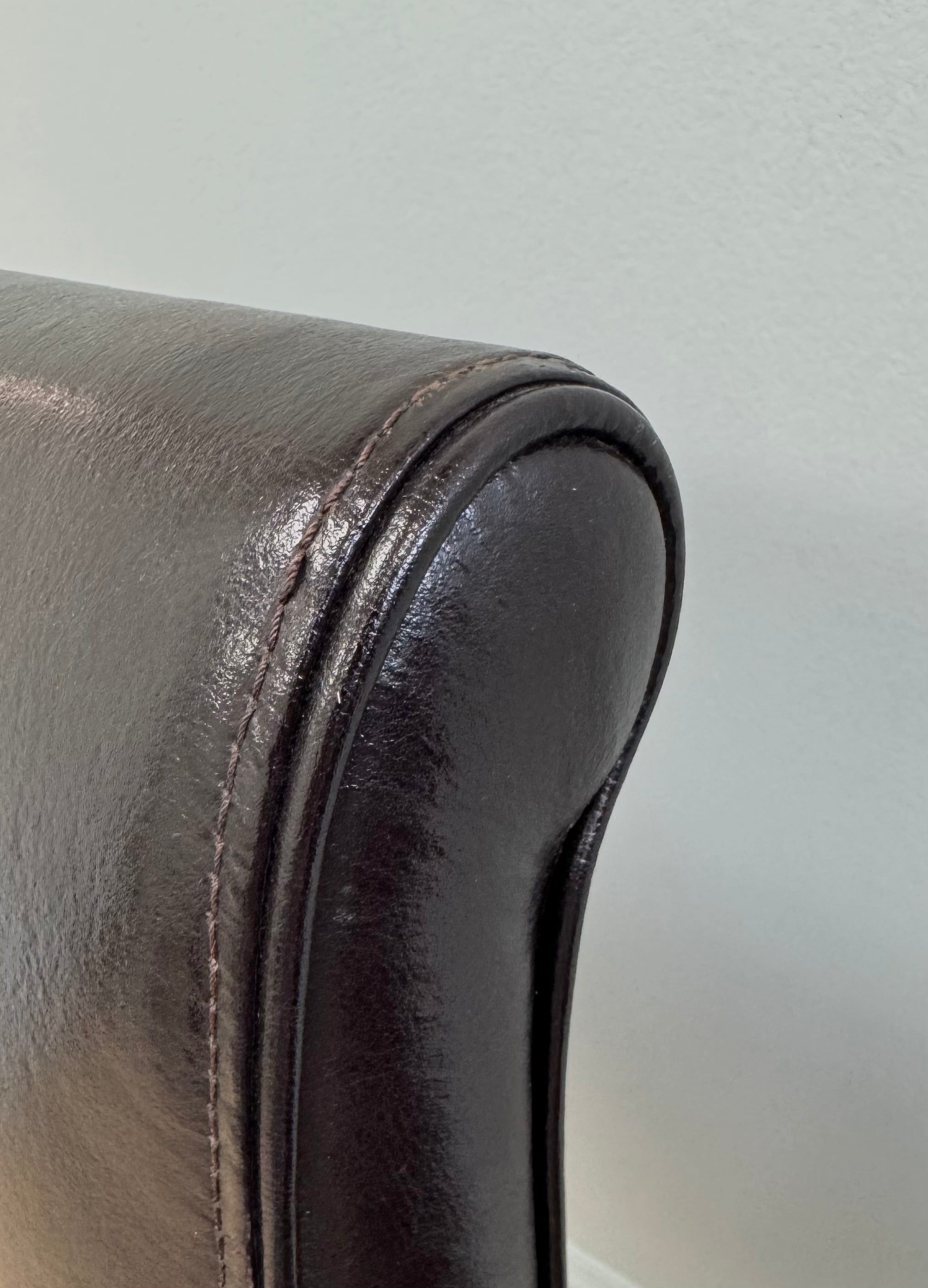Dark Brown Leather Dining Chairs Set of 2