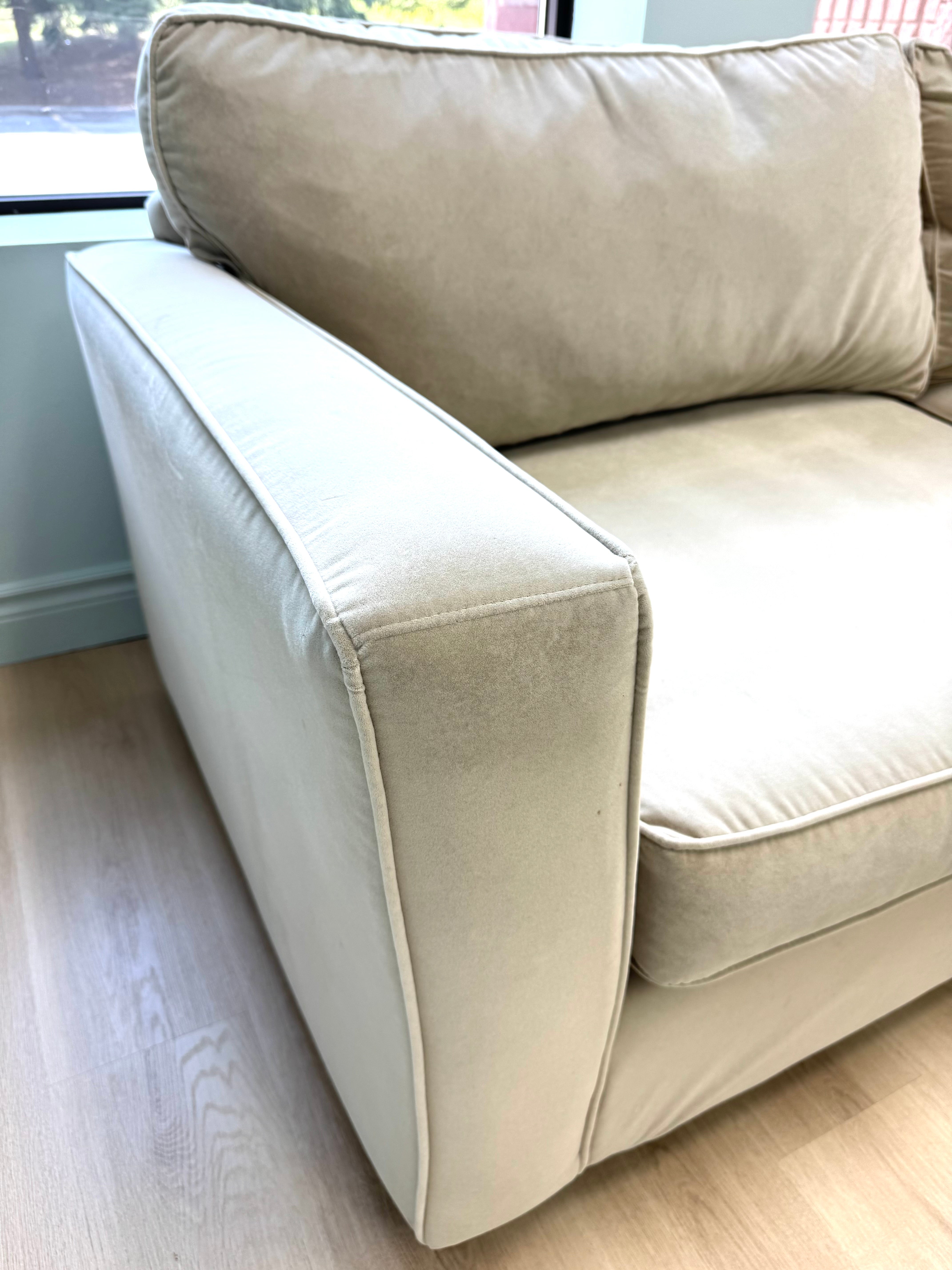 Oyster Velvet 85" Sofa