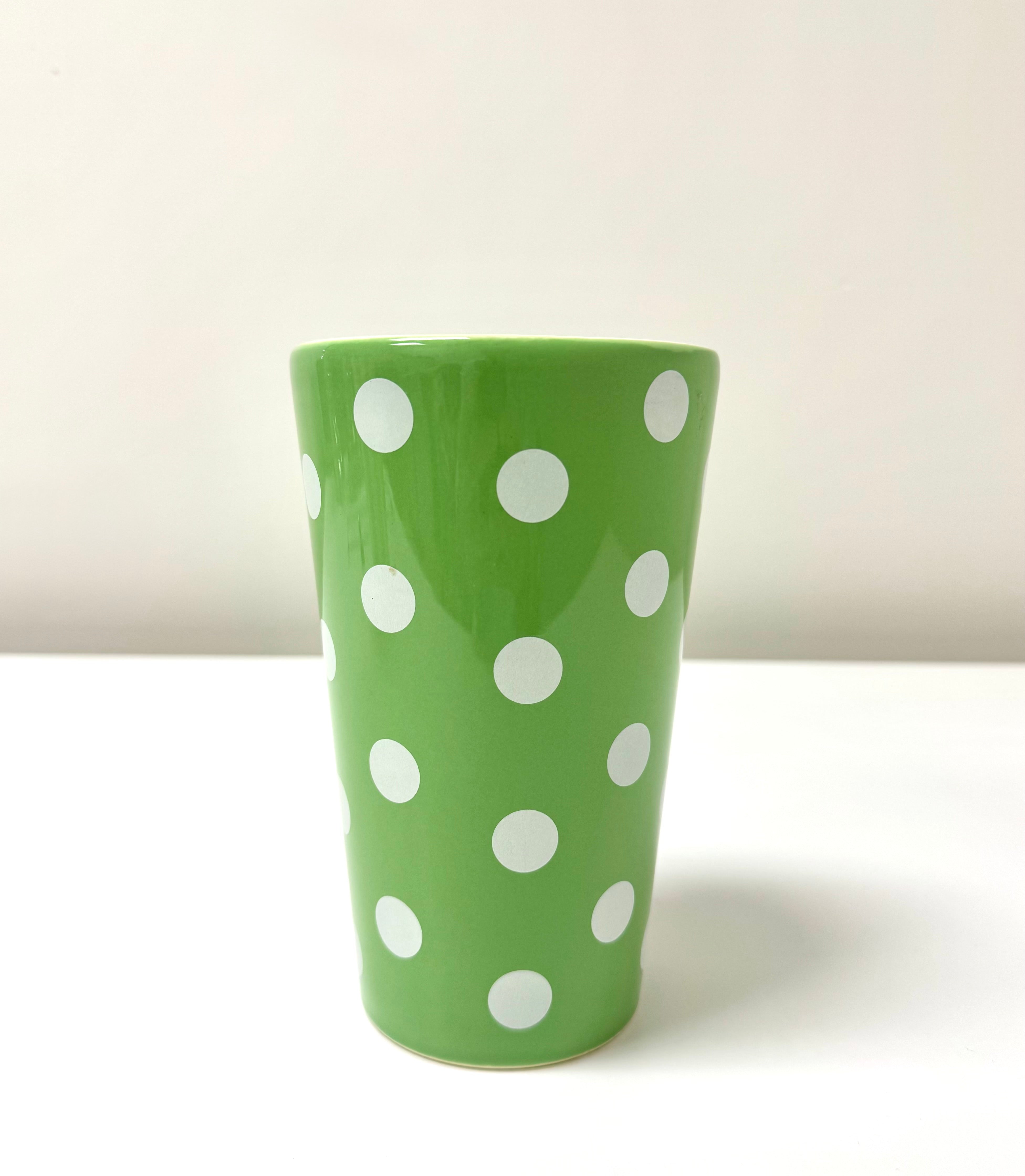 Apple Green Polka Dot 7” Vase