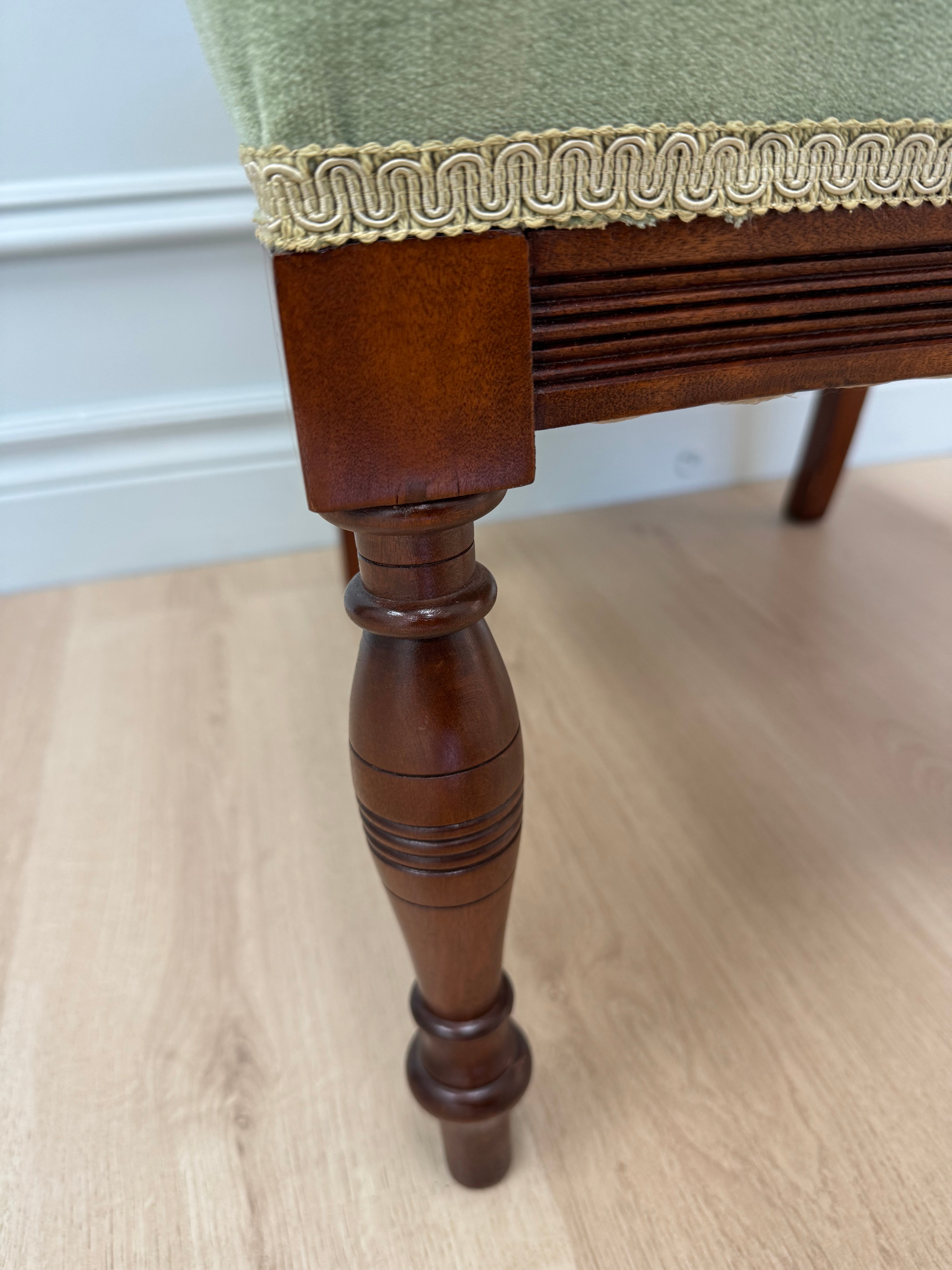 Antique Eastlake Green Velvet Chair