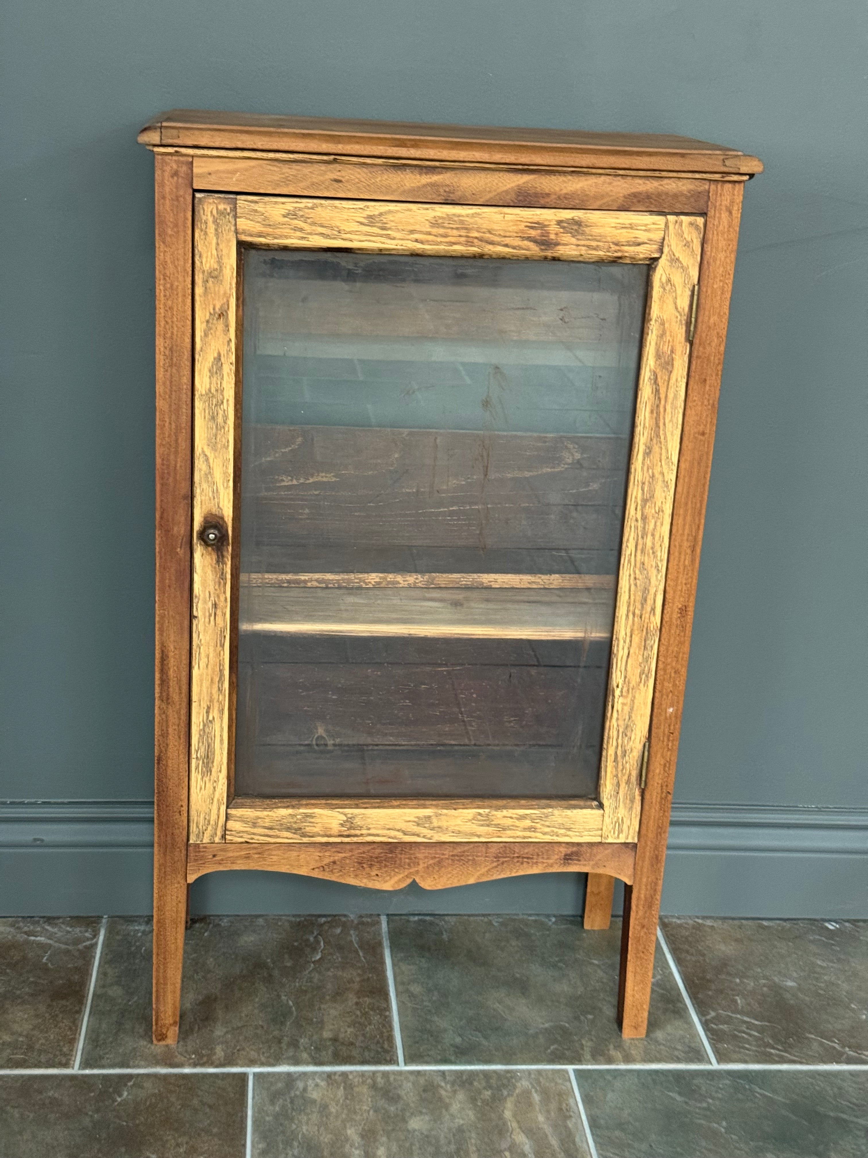 Raw Wood Glass-door Cabinet