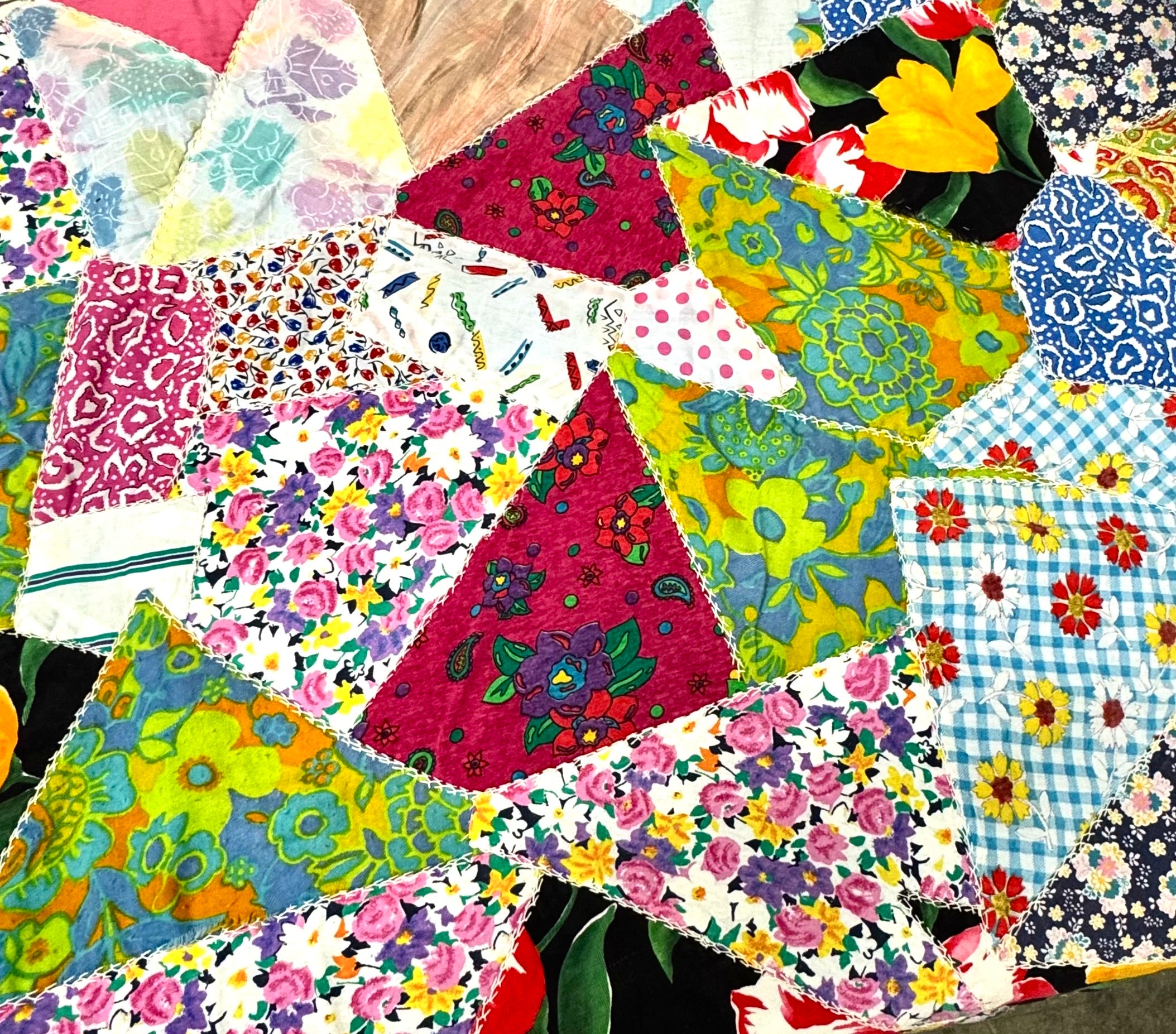 Hand-sewn Patchwork 55" x 84"  Quilt