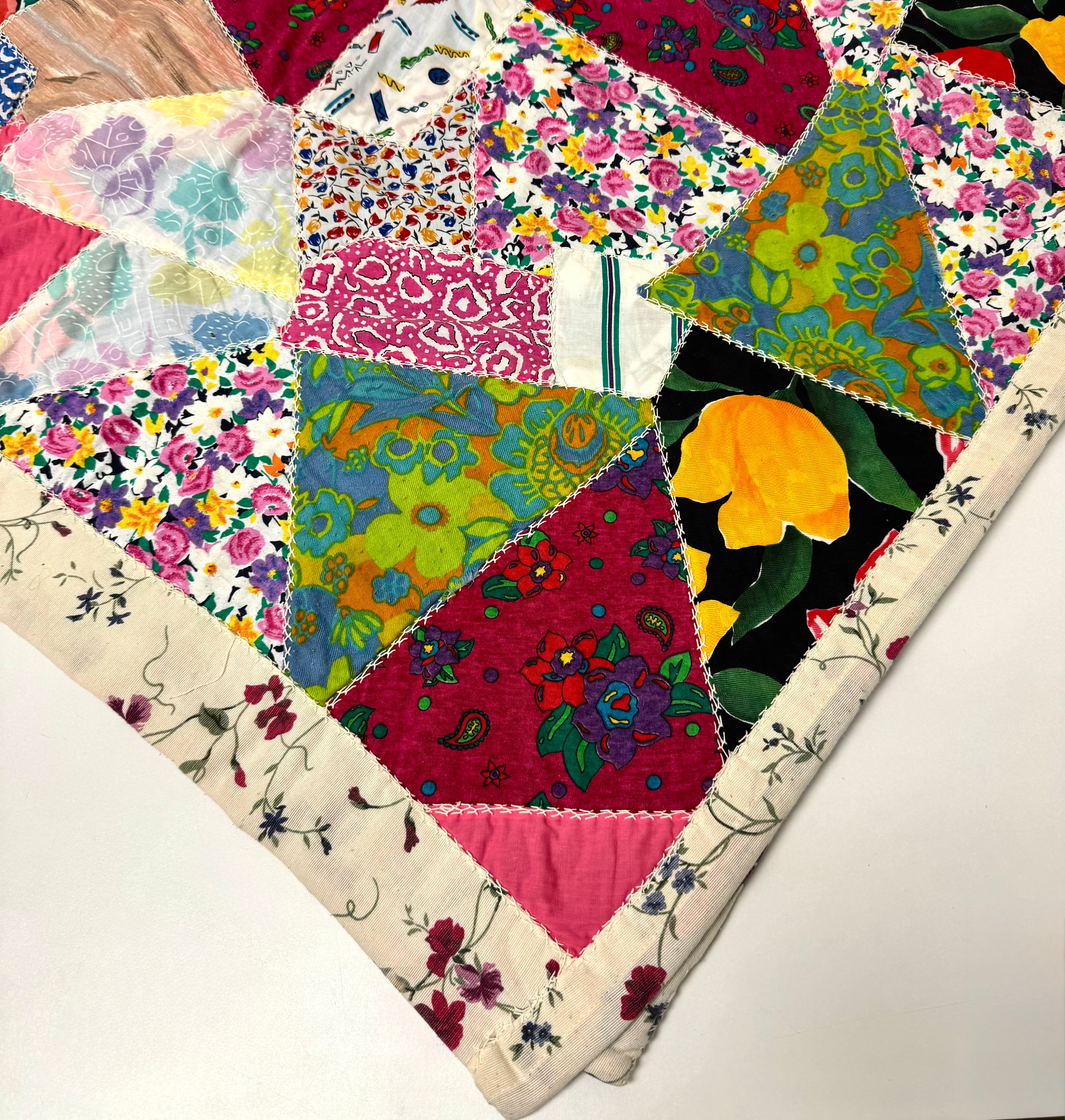 Hand-sewn Patchwork 55" x 84"  Quilt