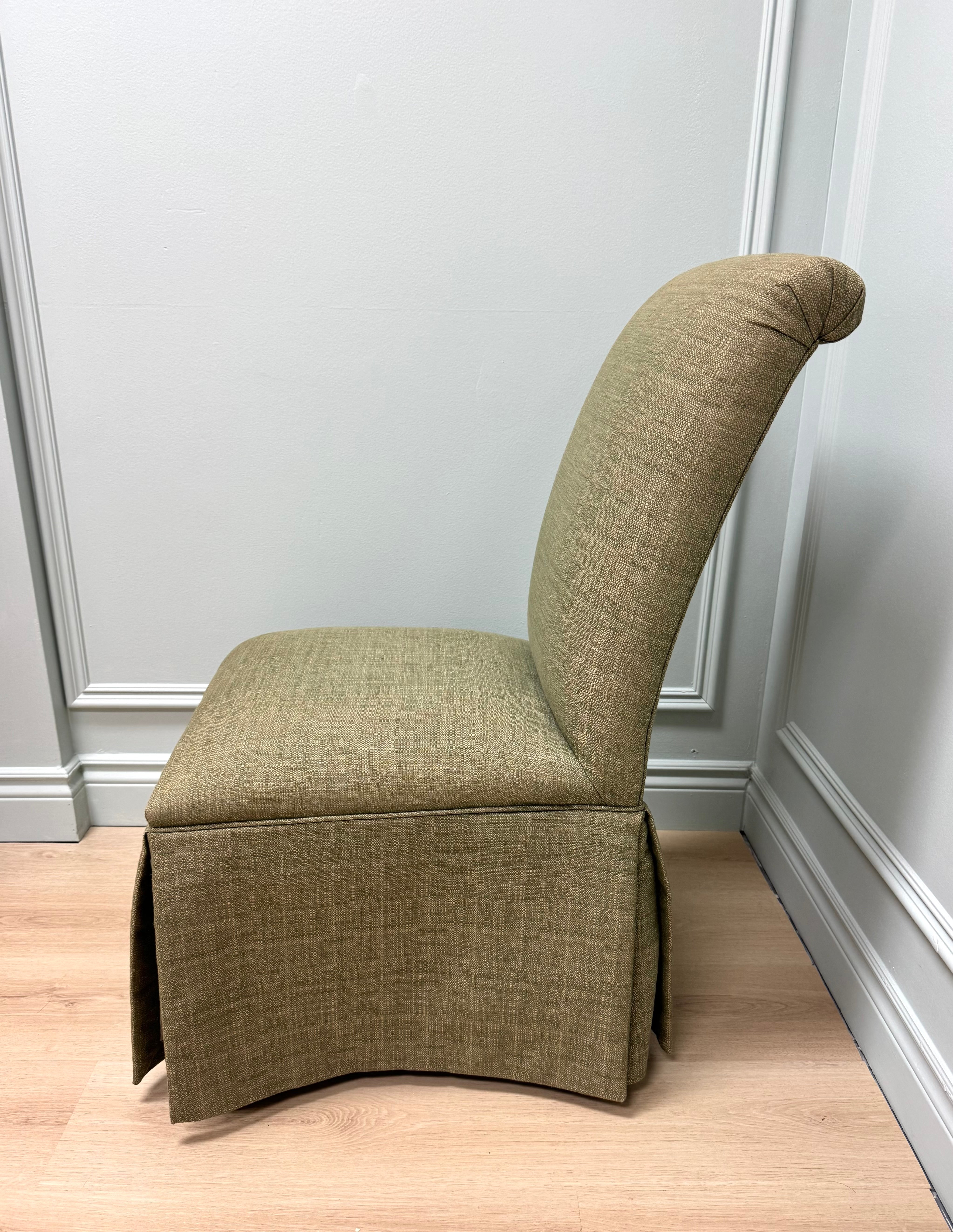 ETHAN ALLEN Dark Celery Skirted Chairs Set of 2