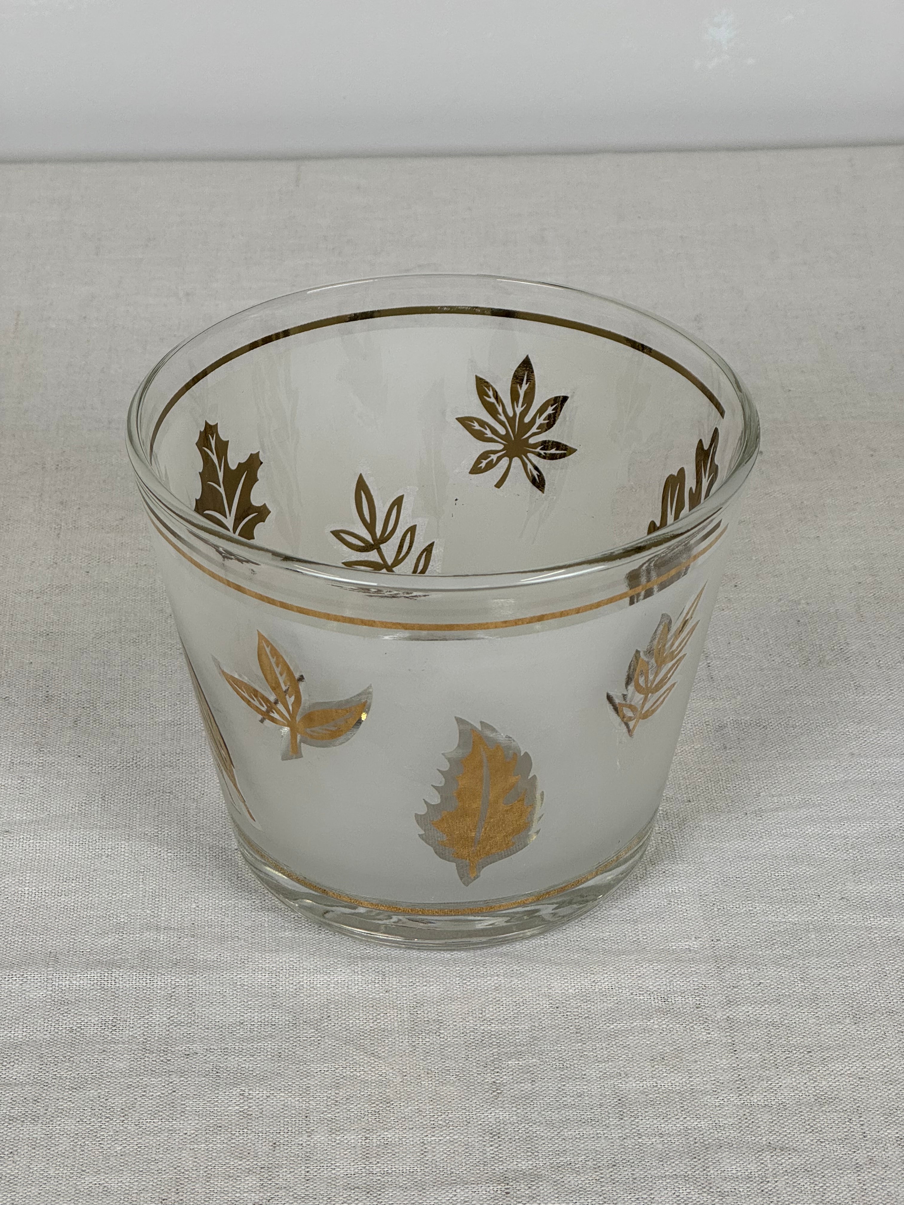 Vintage LIBBEY Gold Leaf Glass Ice Bucket