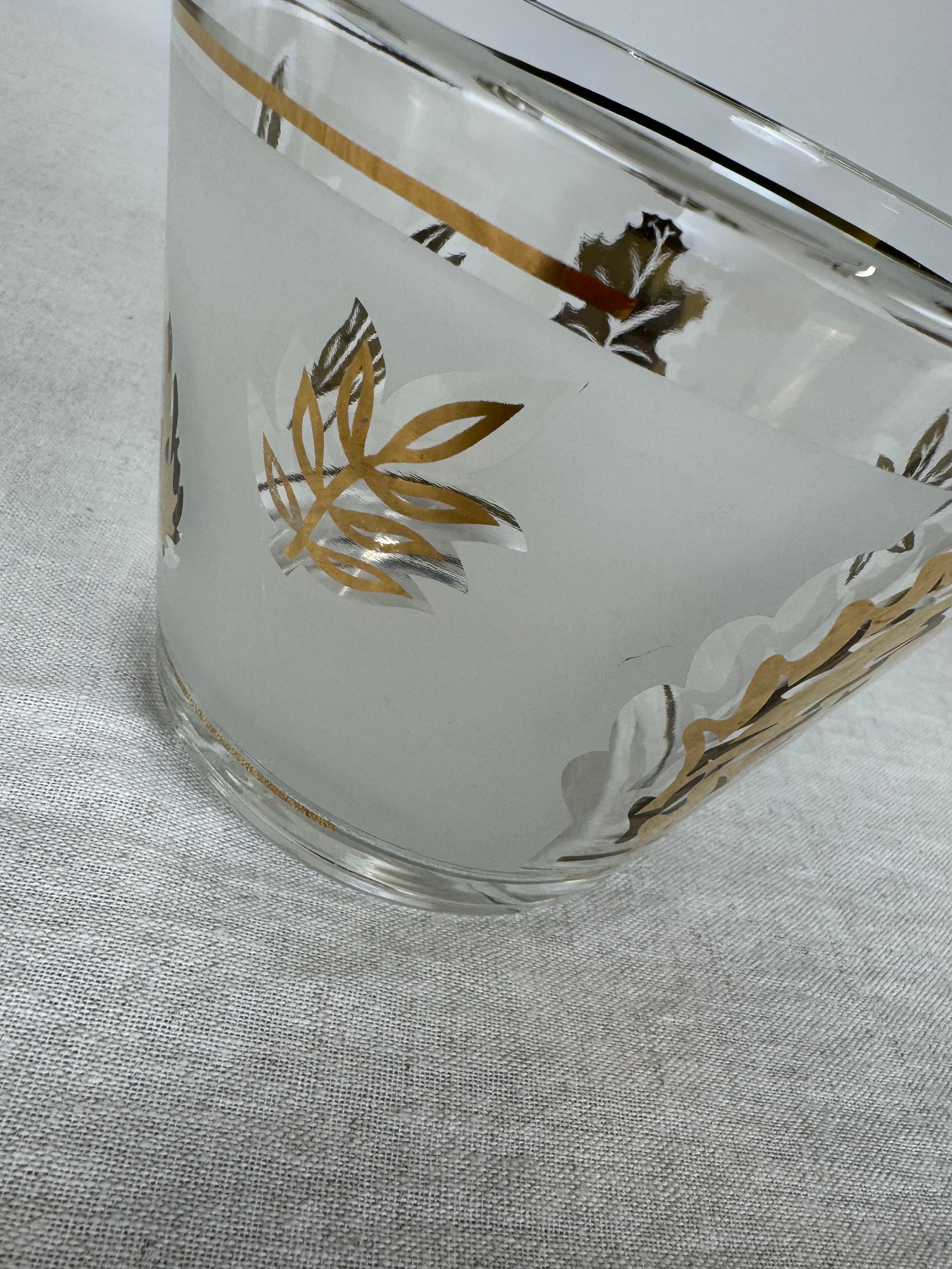 Vintage LIBBEY Gold Leaf Glass Ice Bucket