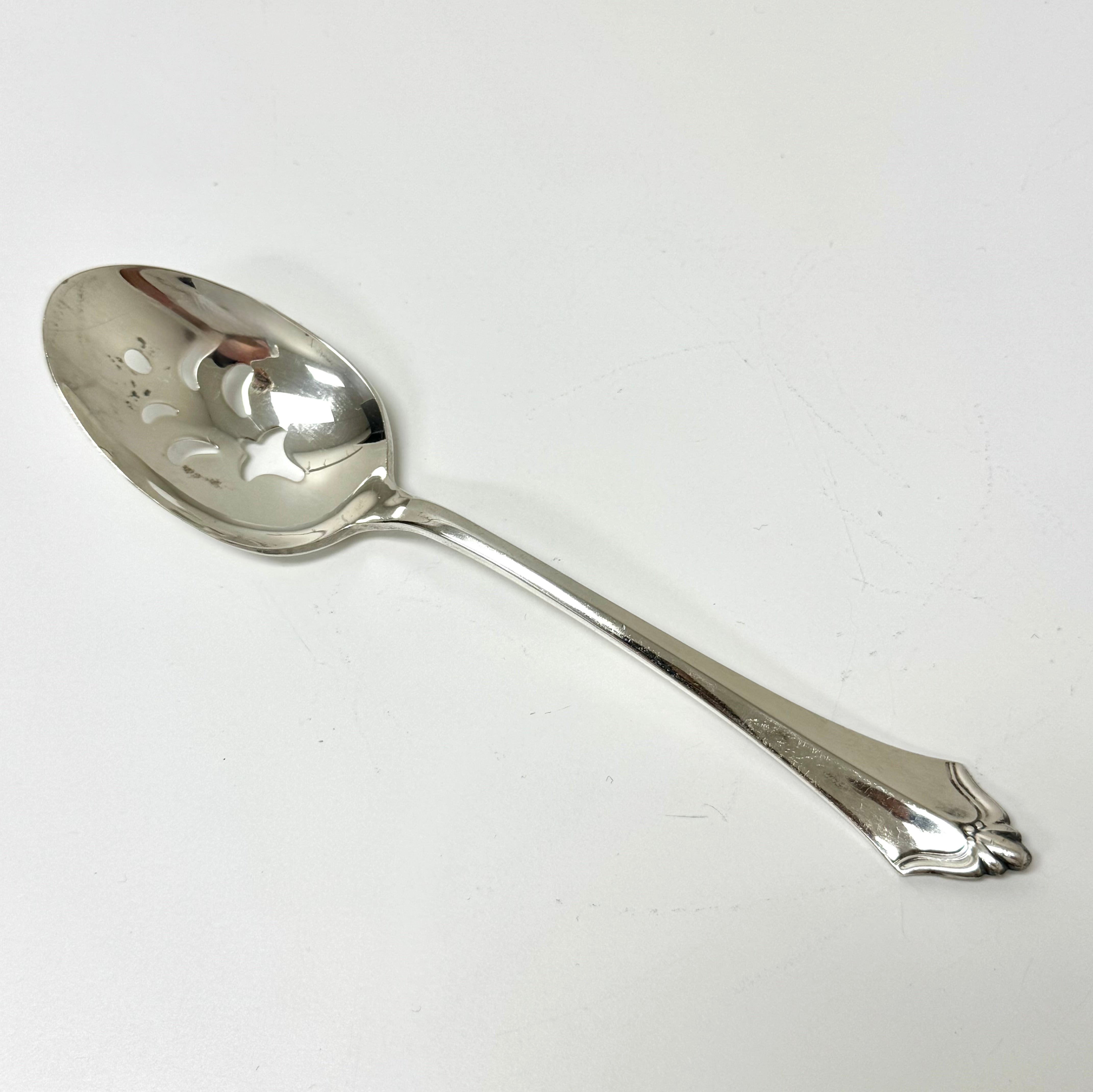 Vintage Silverplate Pierced Serving Spoon
