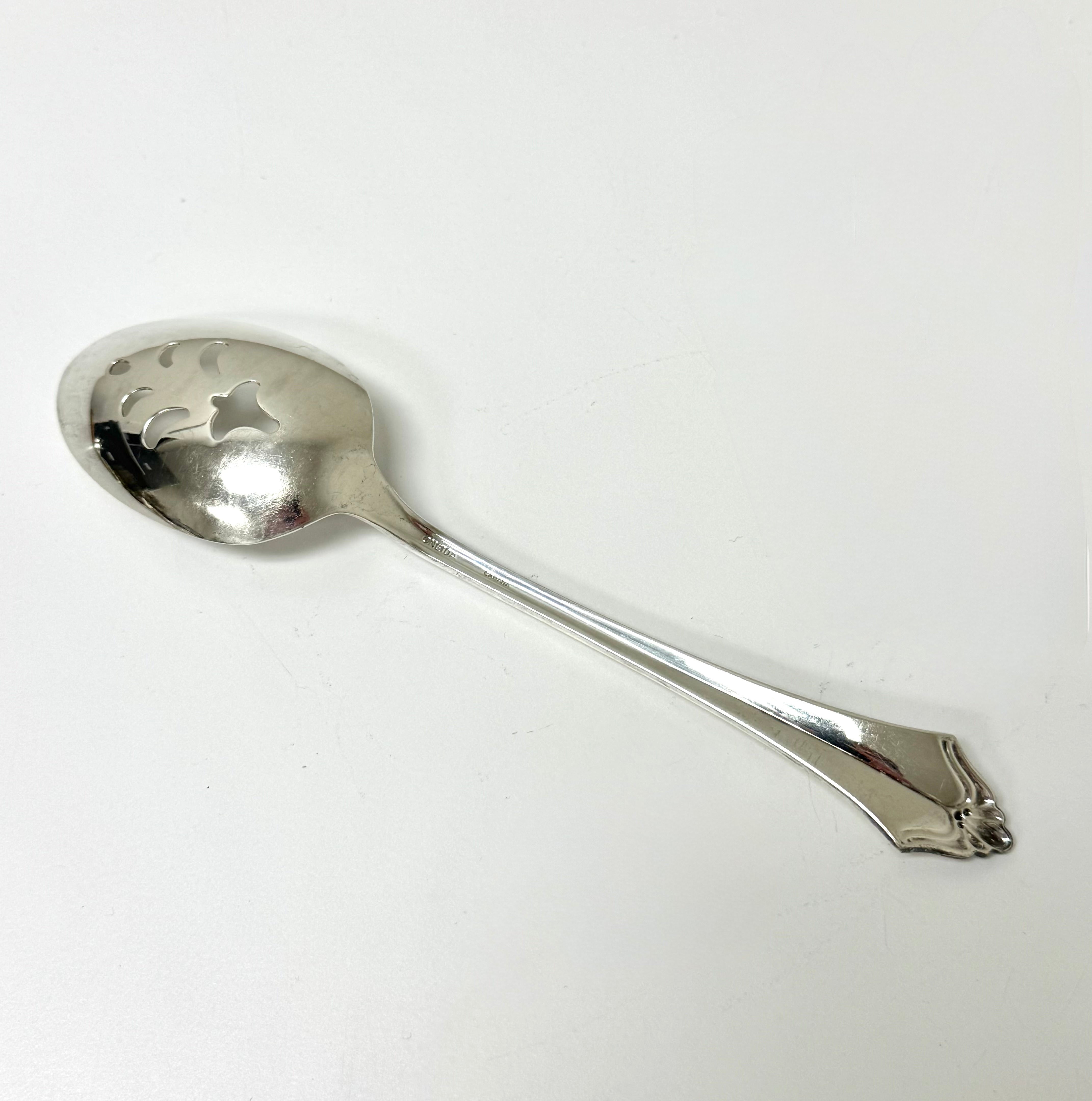 Vintage Silverplate Pierced Serving Spoon