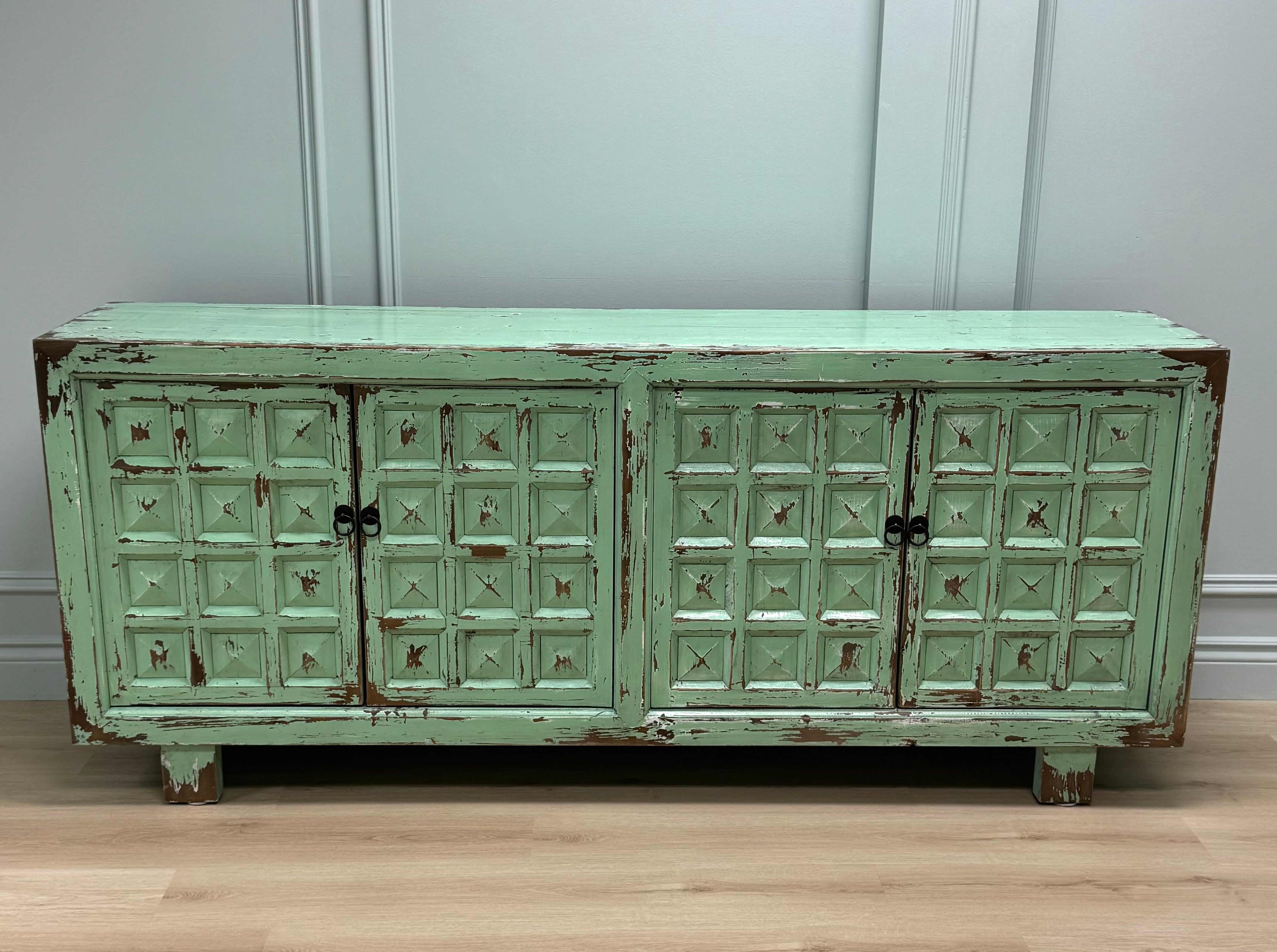 Distressed Seafoam Sideboard