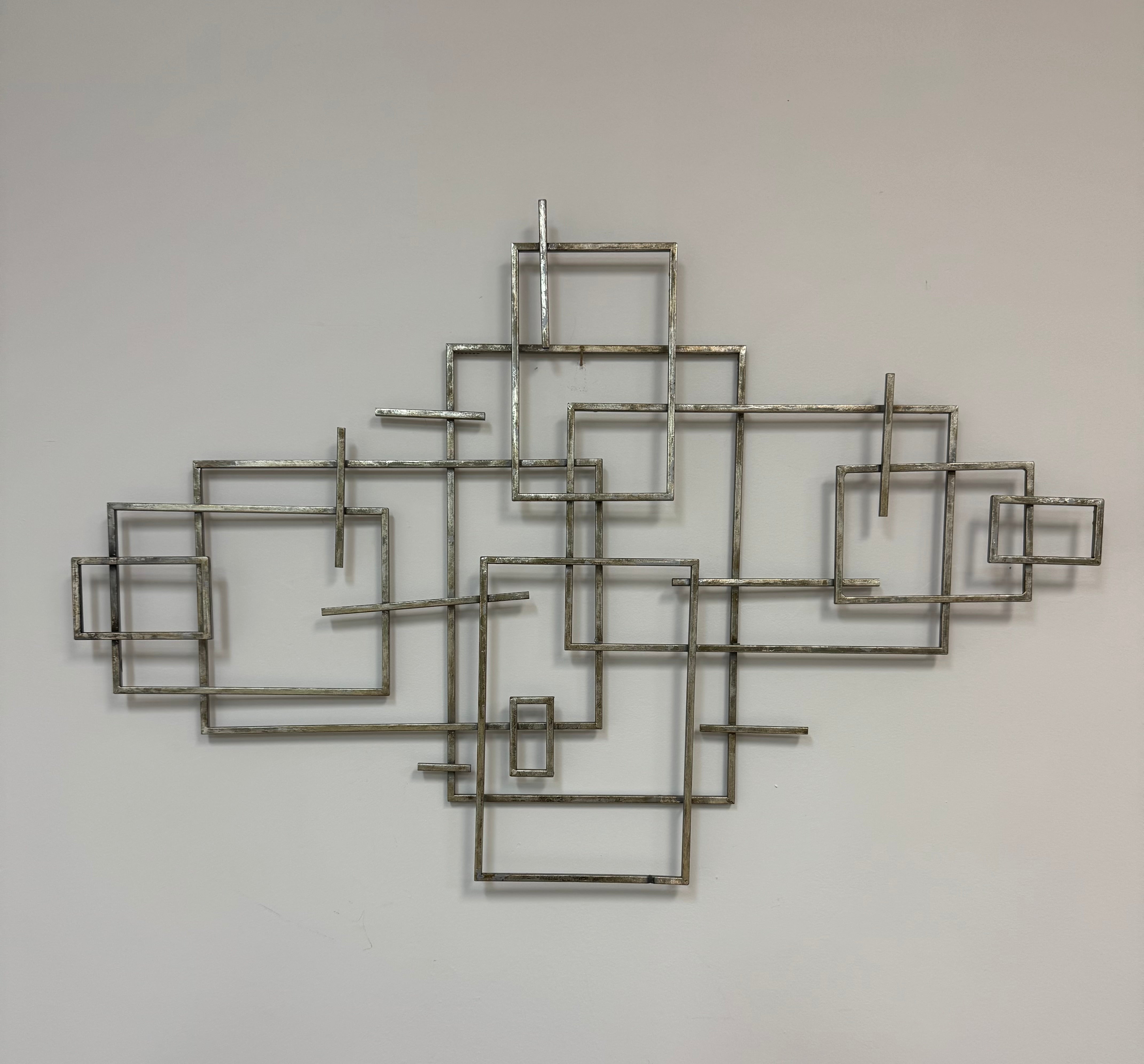 Worn Silver Geometric Wall Decor