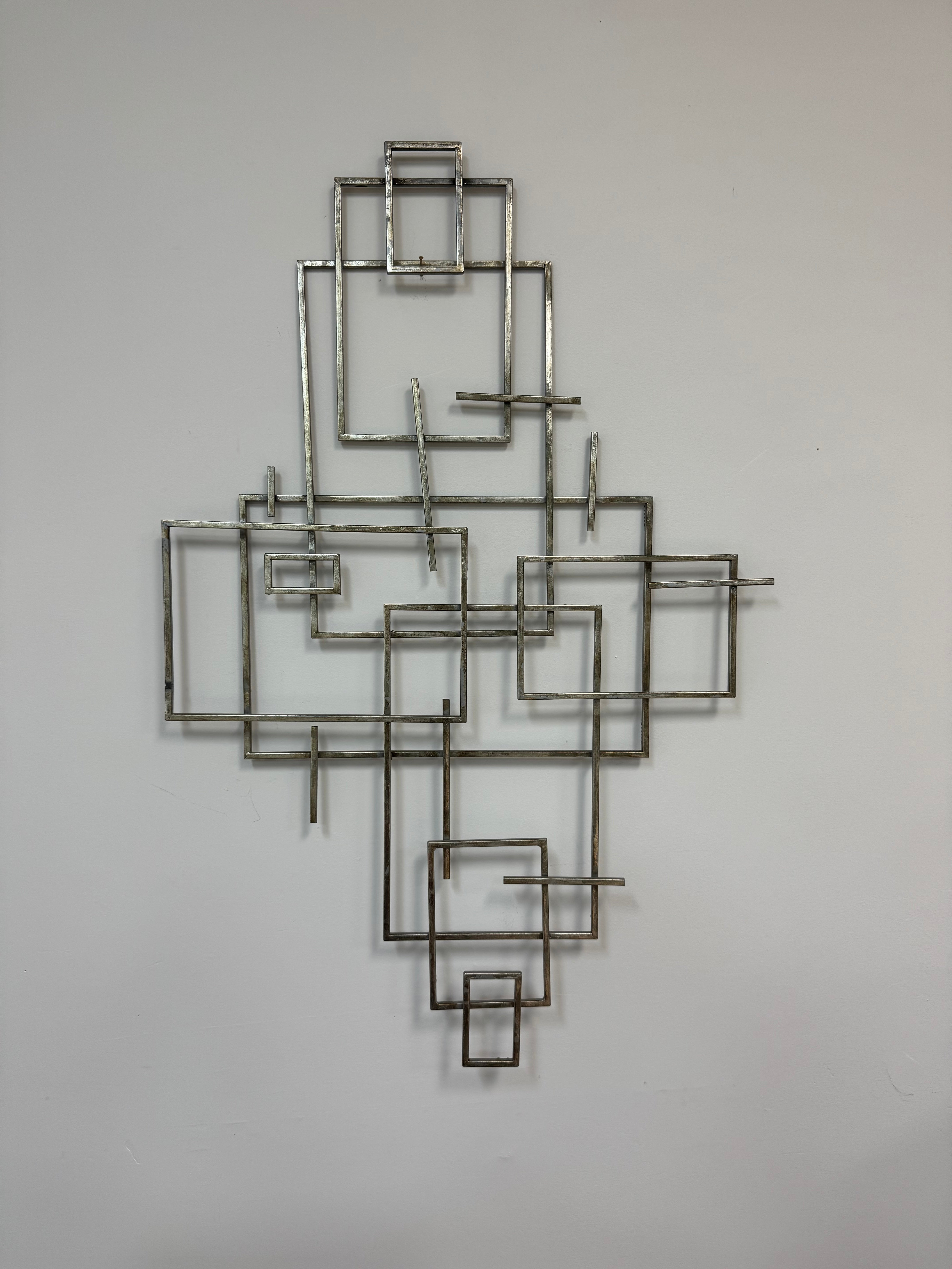Worn Silver Geometric Wall Decor