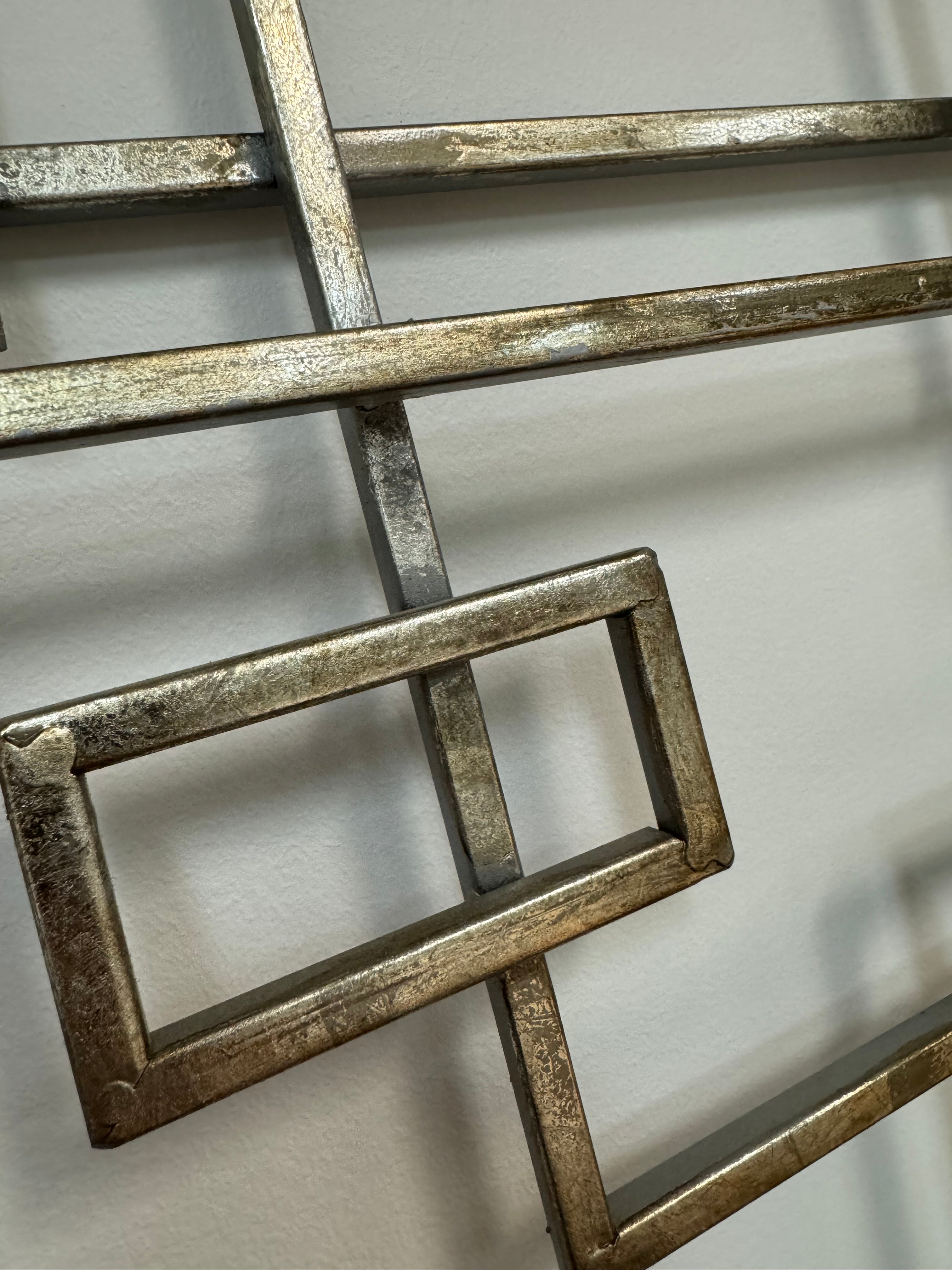 Worn Silver Geometric Wall Decor