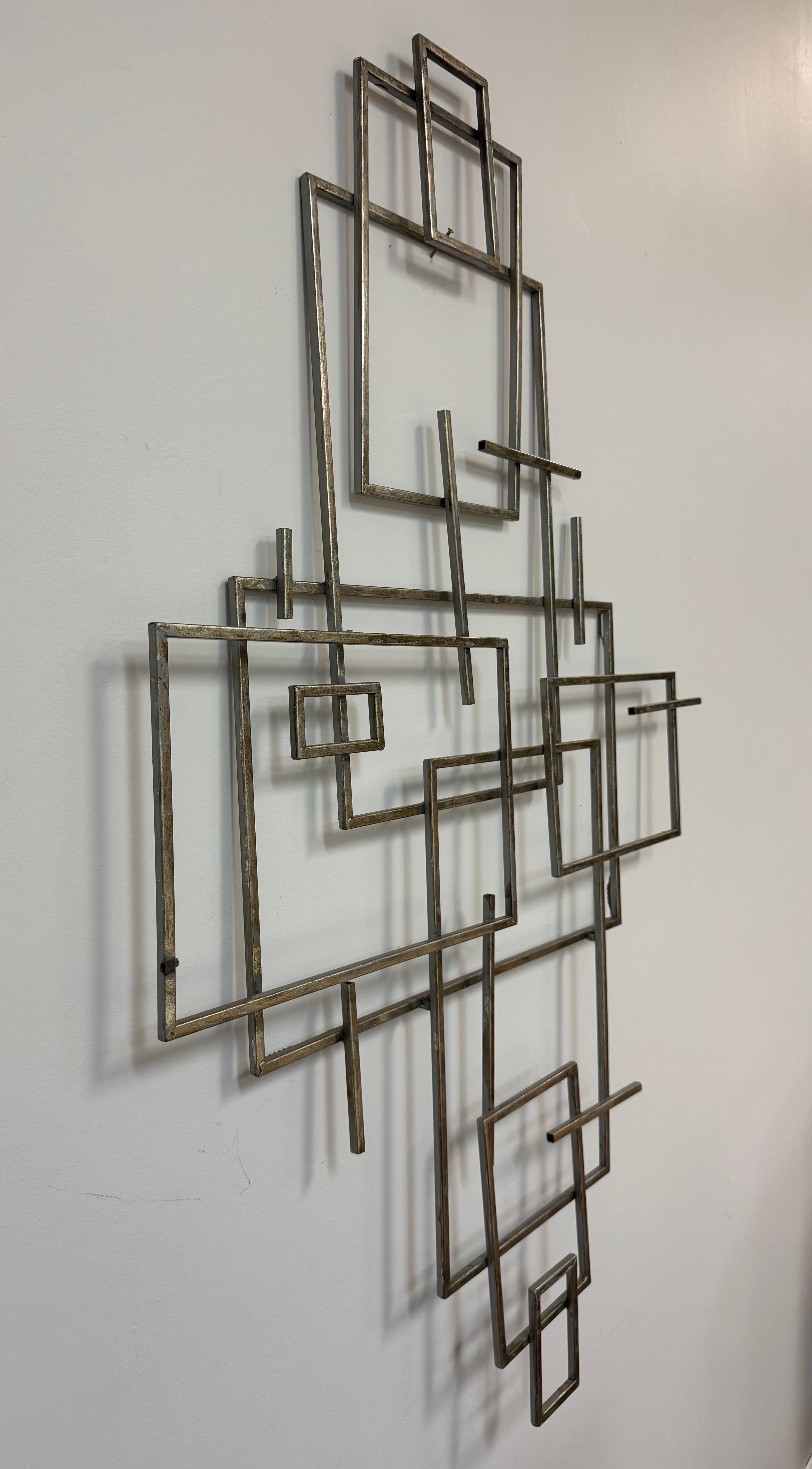 Worn Silver Geometric Wall Decor