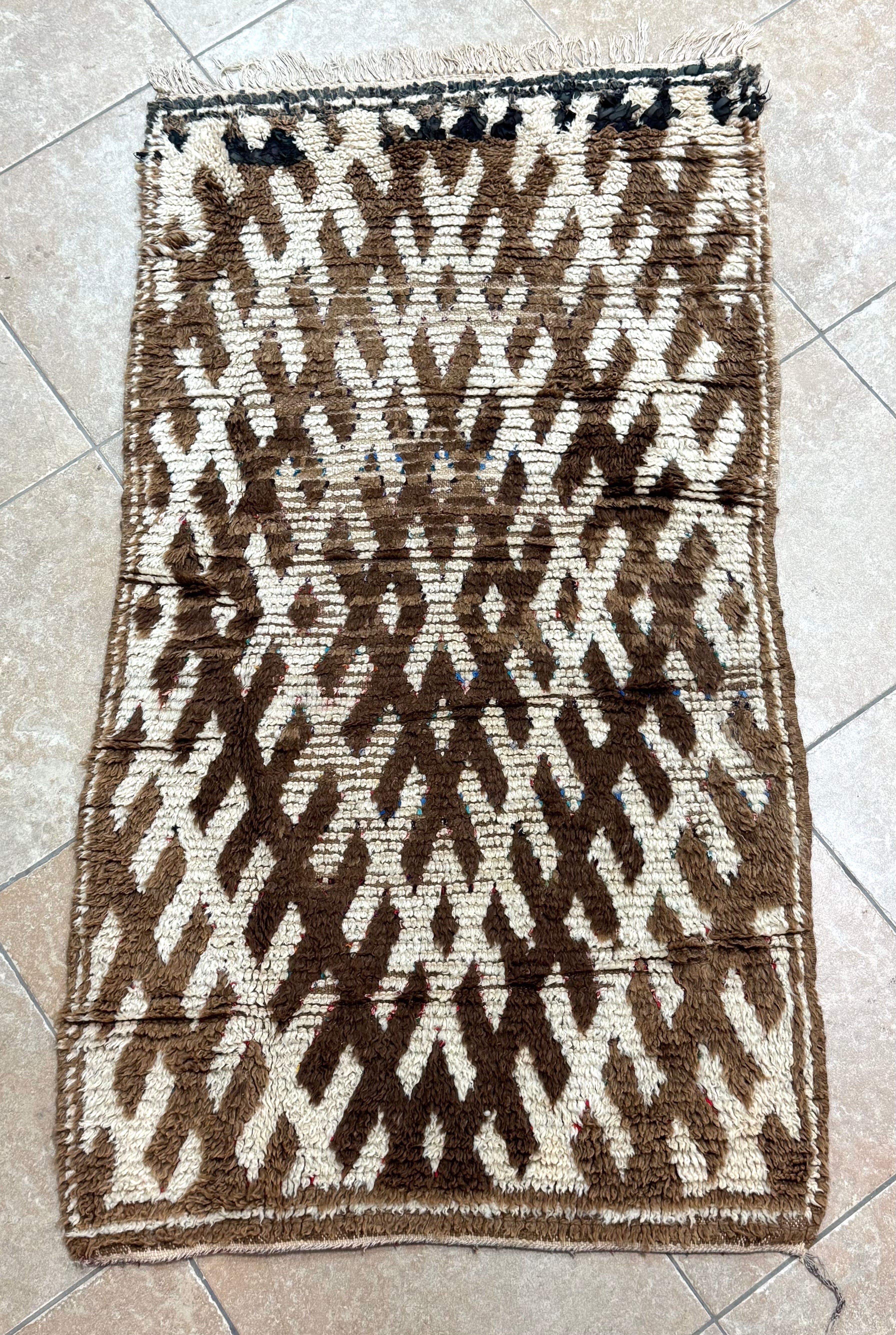 Morroccan Brown Geometric 5' x 3' Rug