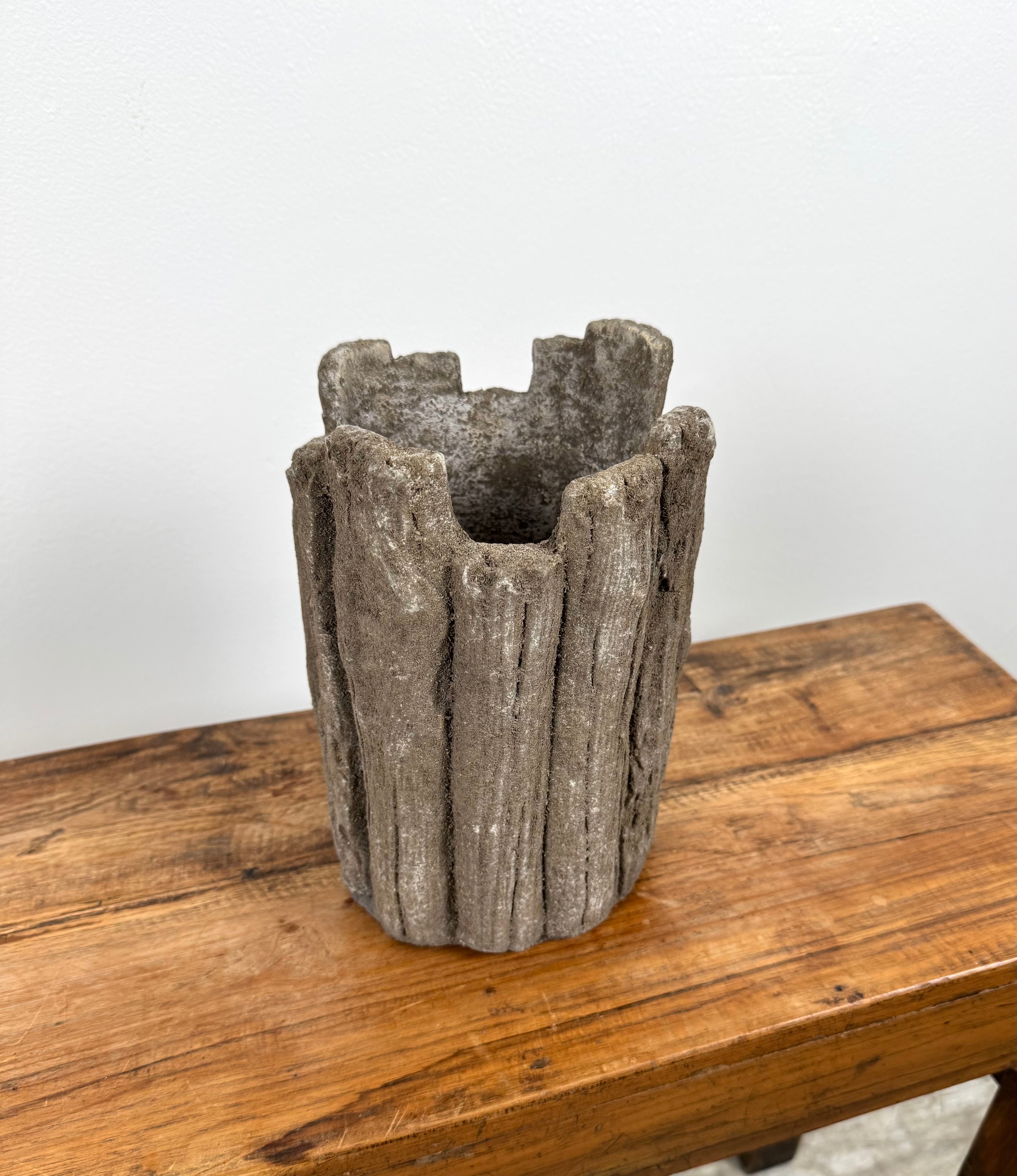 Cement Log Planter/Candle Holder