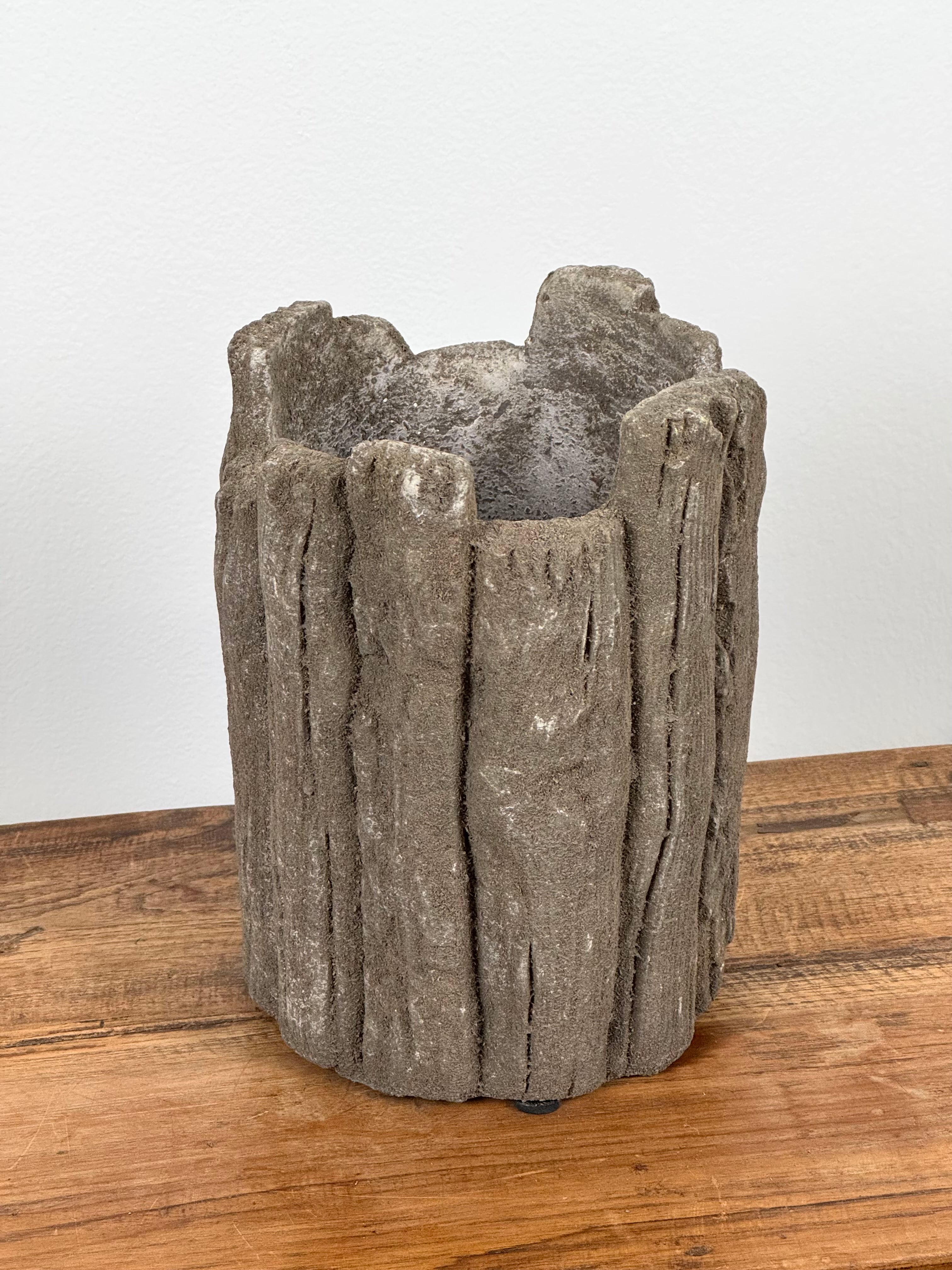 Cement Log Planter/Candle Holder