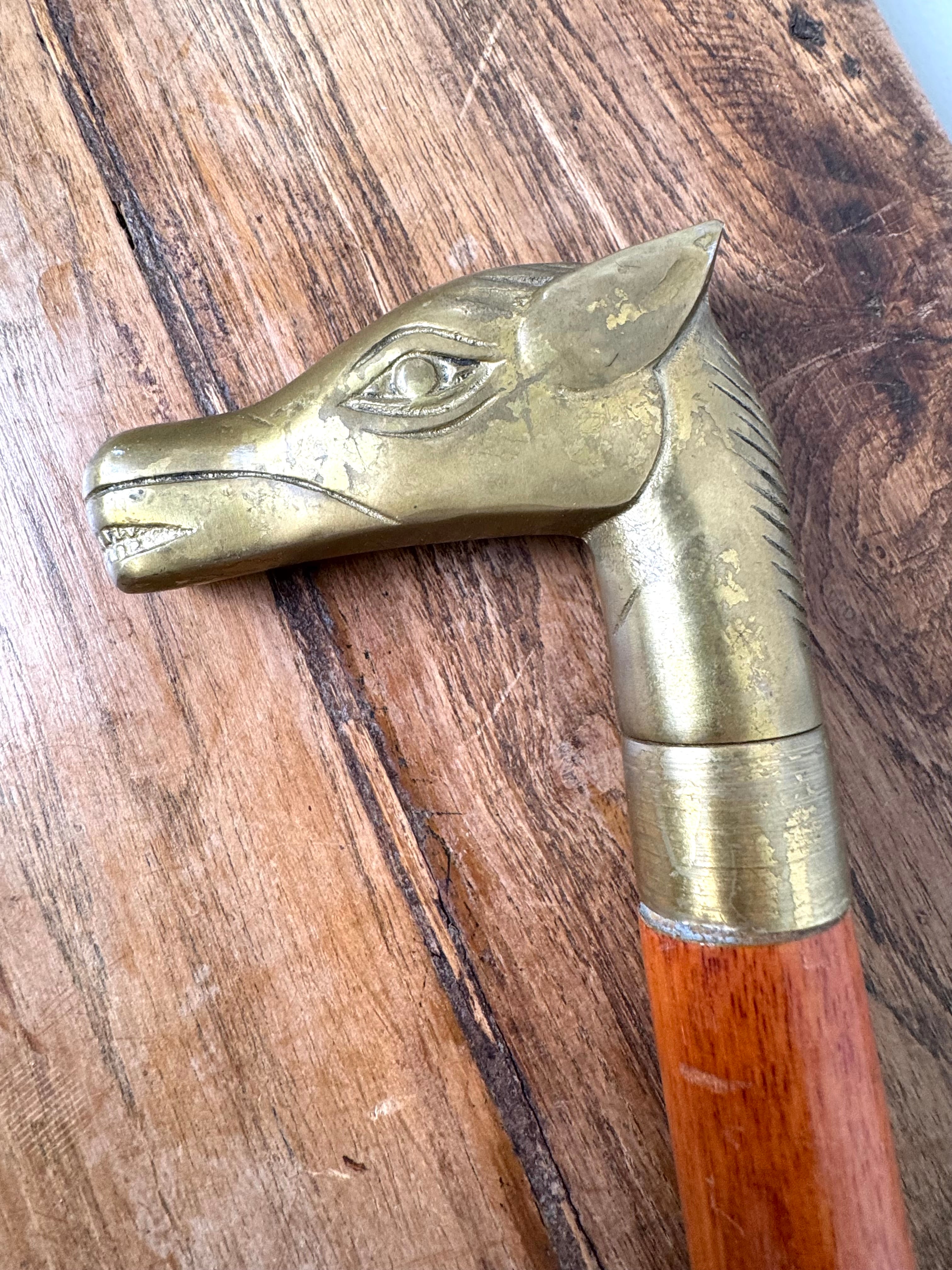Vintage Wood and Brass Walking Stick