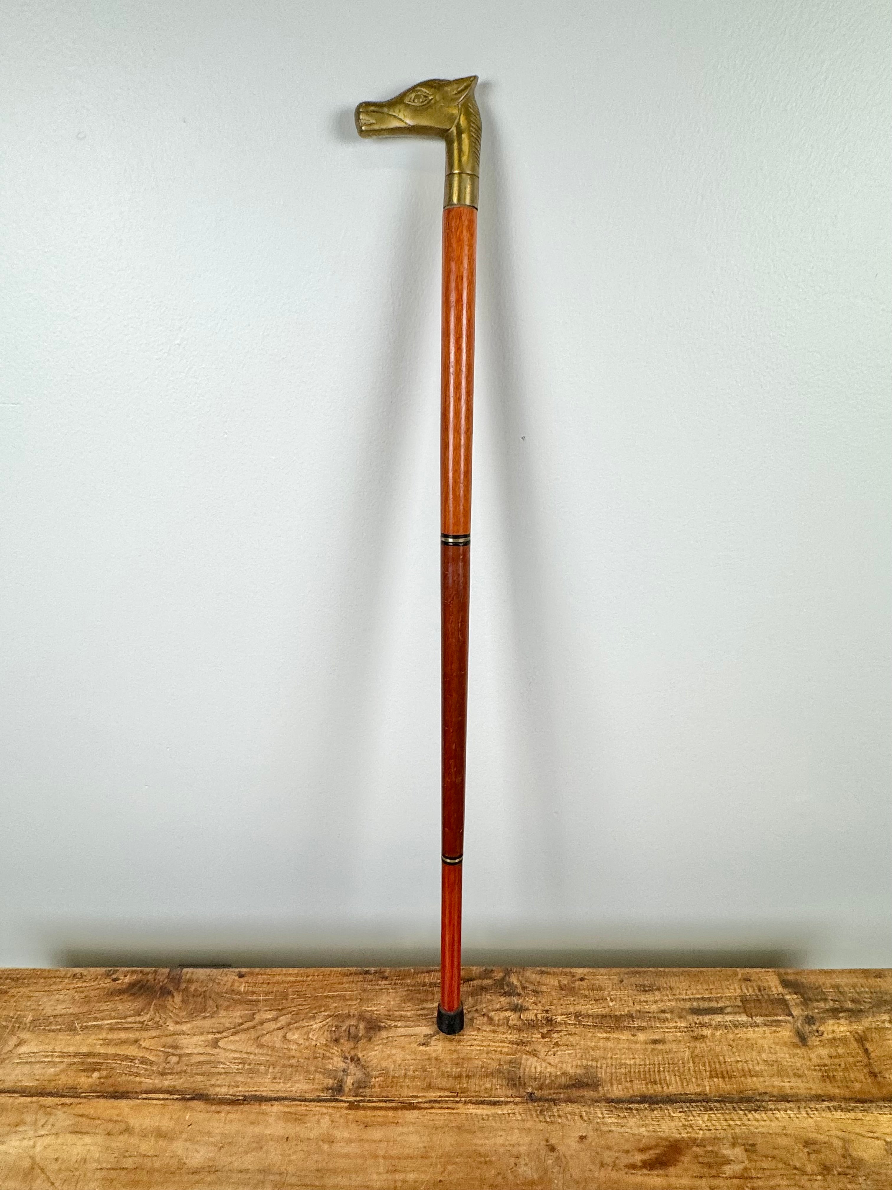 Vintage Wood and Brass Walking Stick