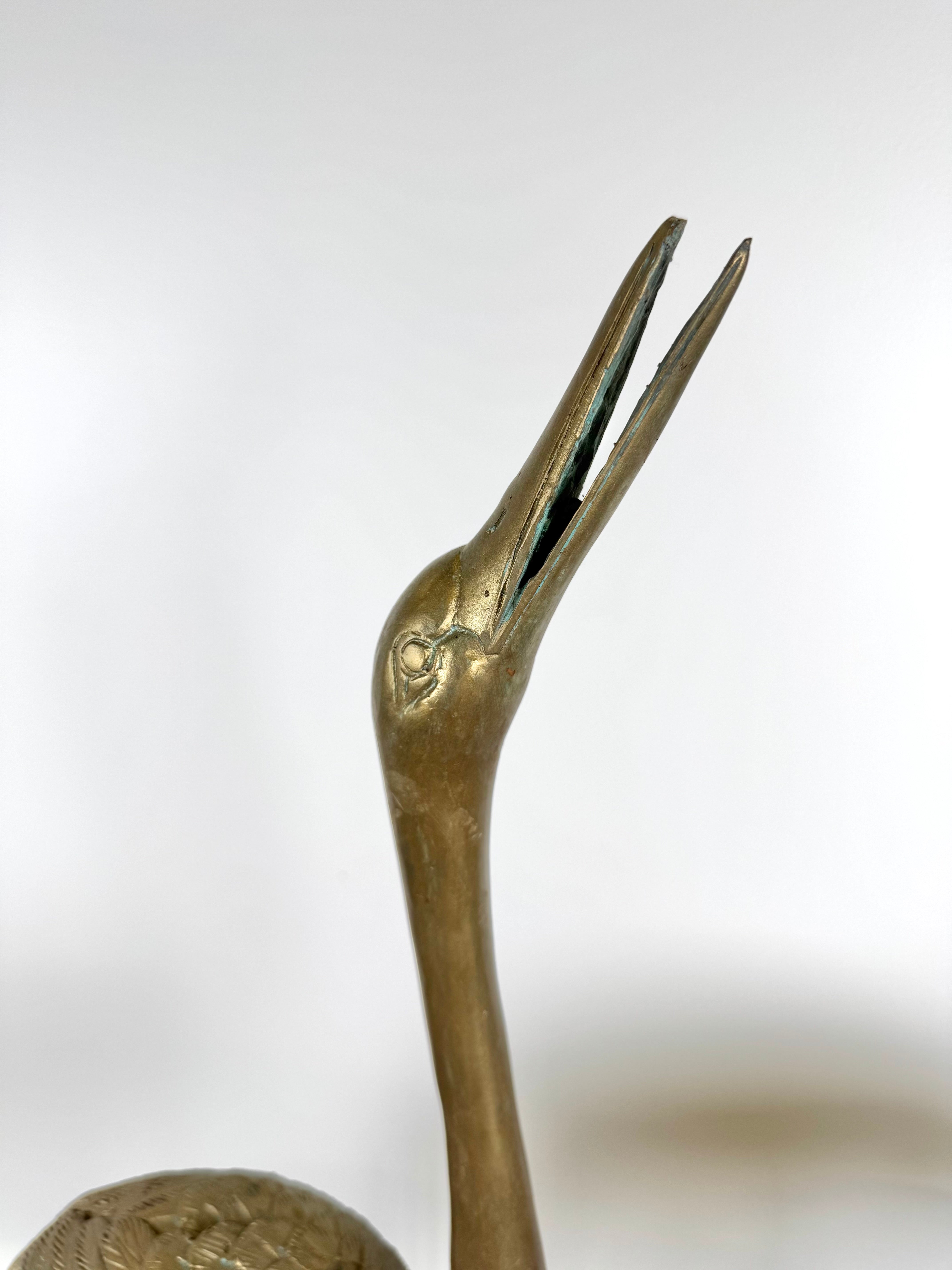 Vintage Brass Garden Cranes Set of 2