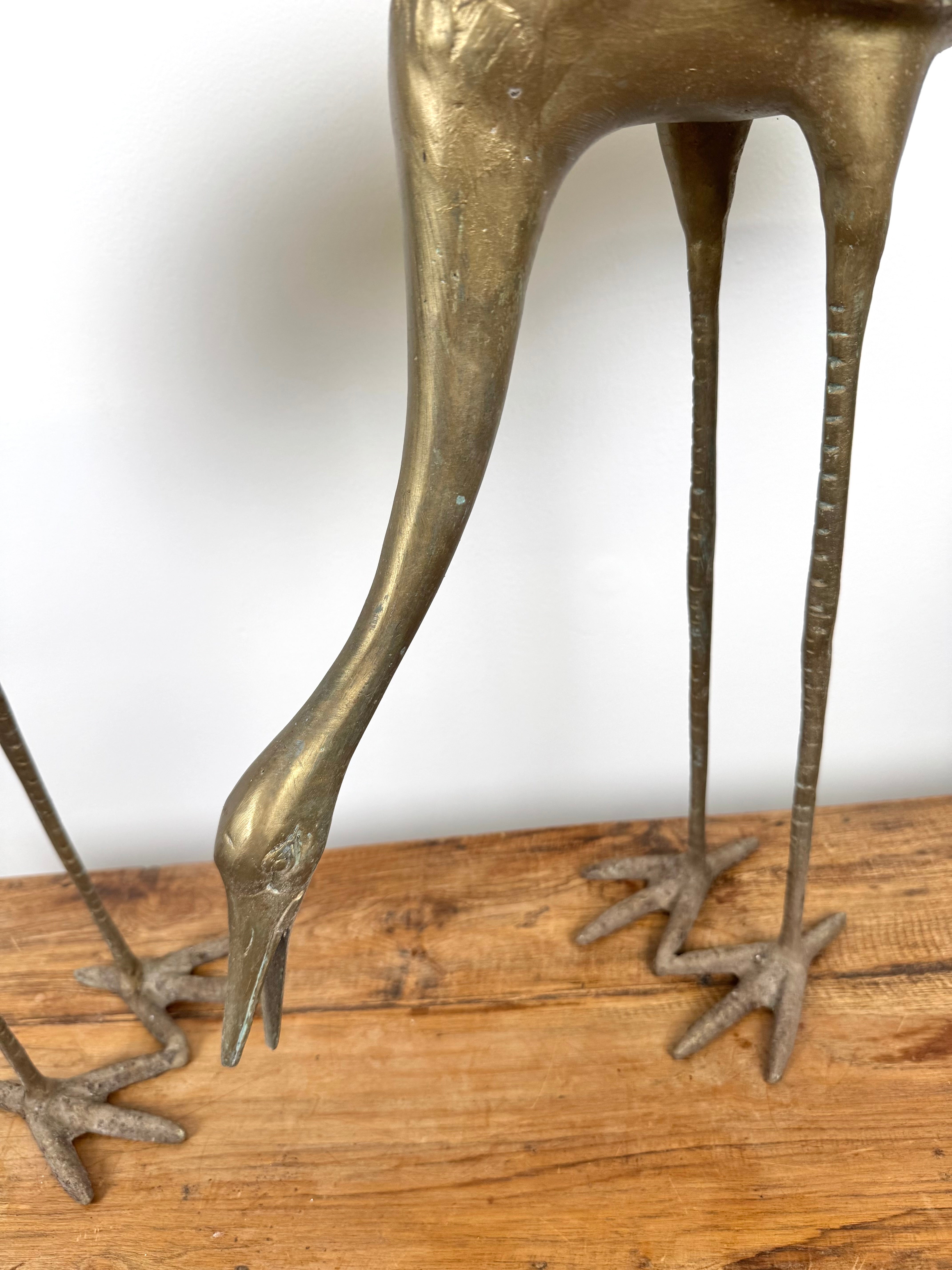 Vintage Brass Garden Cranes Set of 2