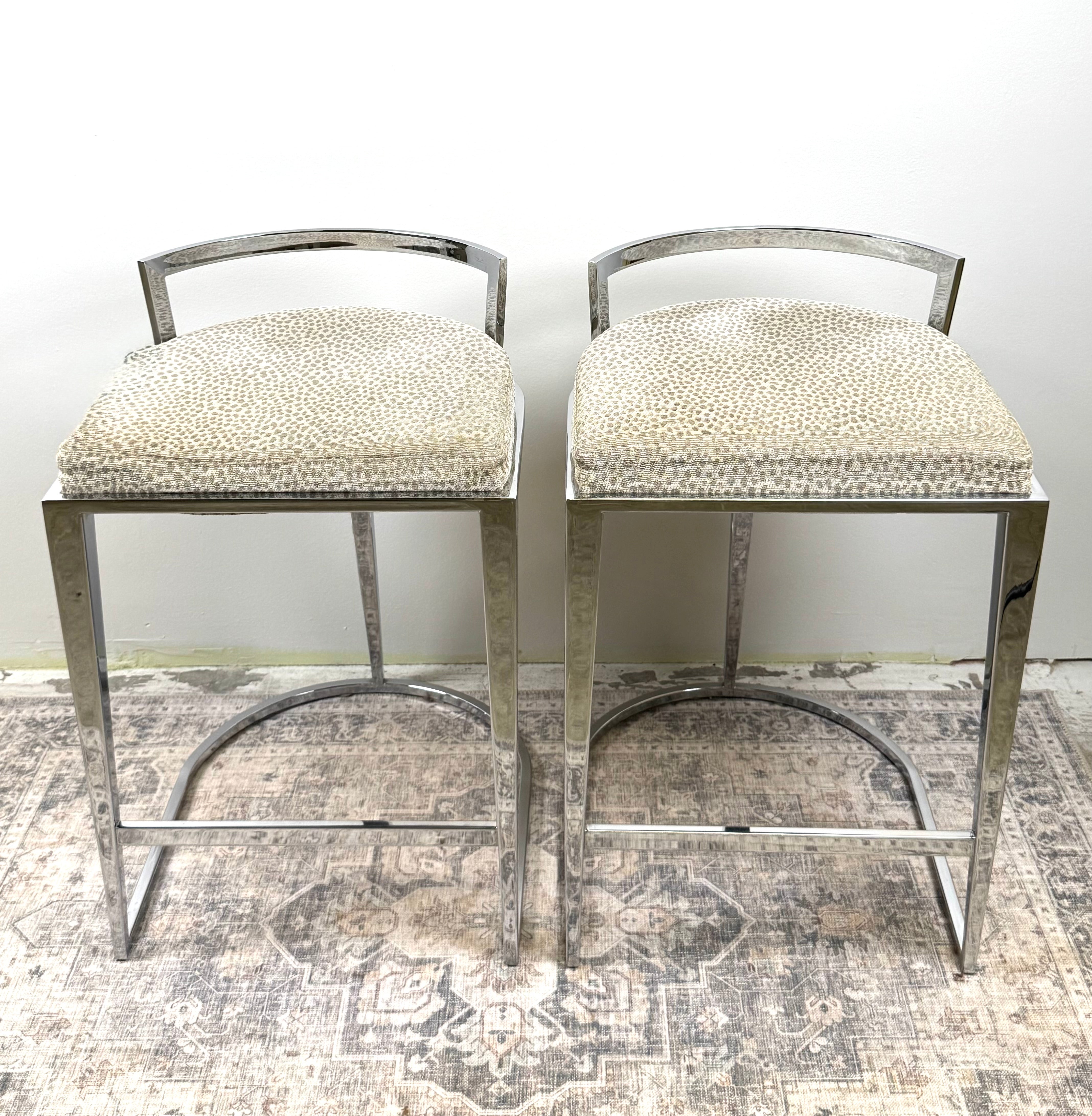Modern Chrome Counter Stools Set of 2