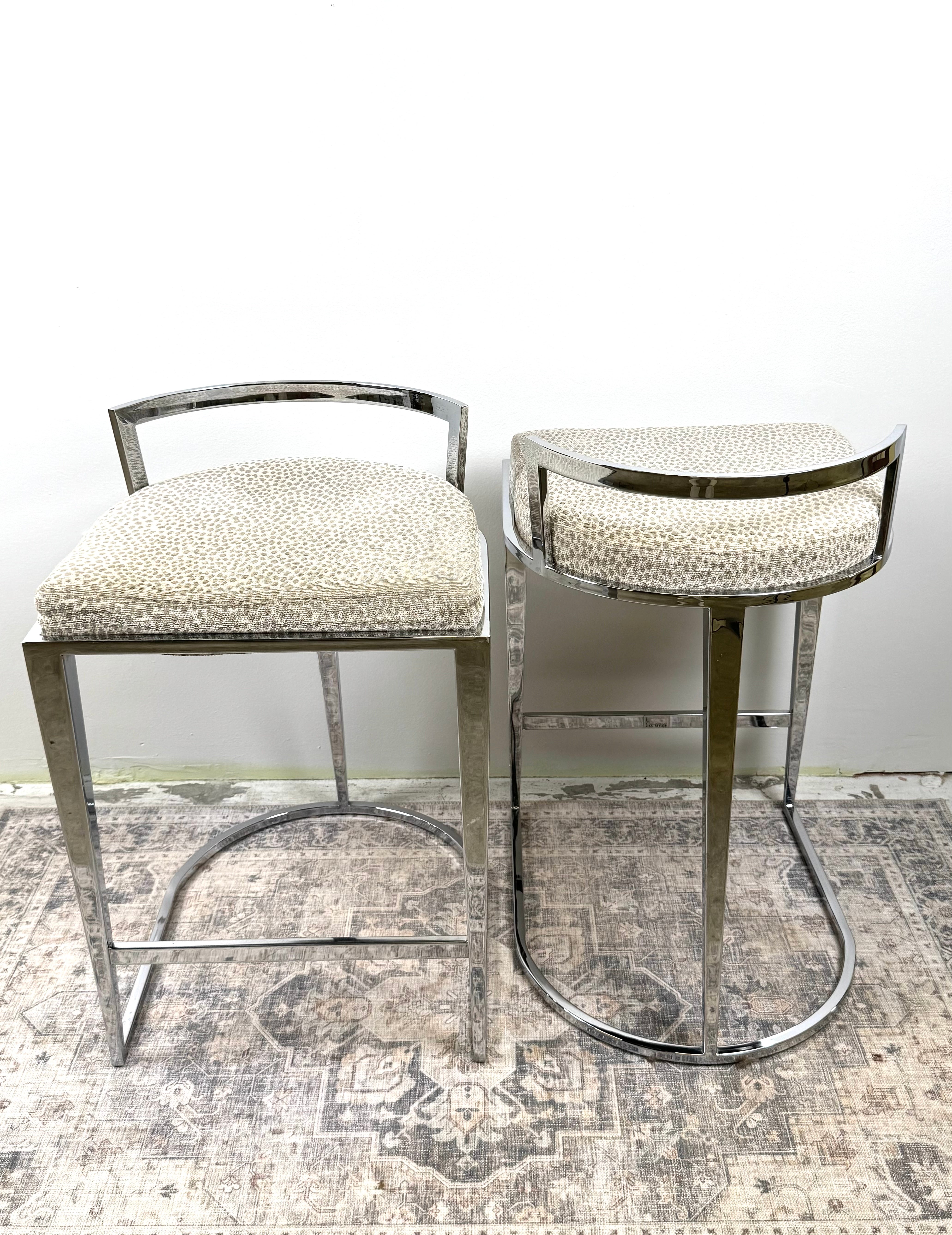 Modern Chrome Counter Stools Set of 2