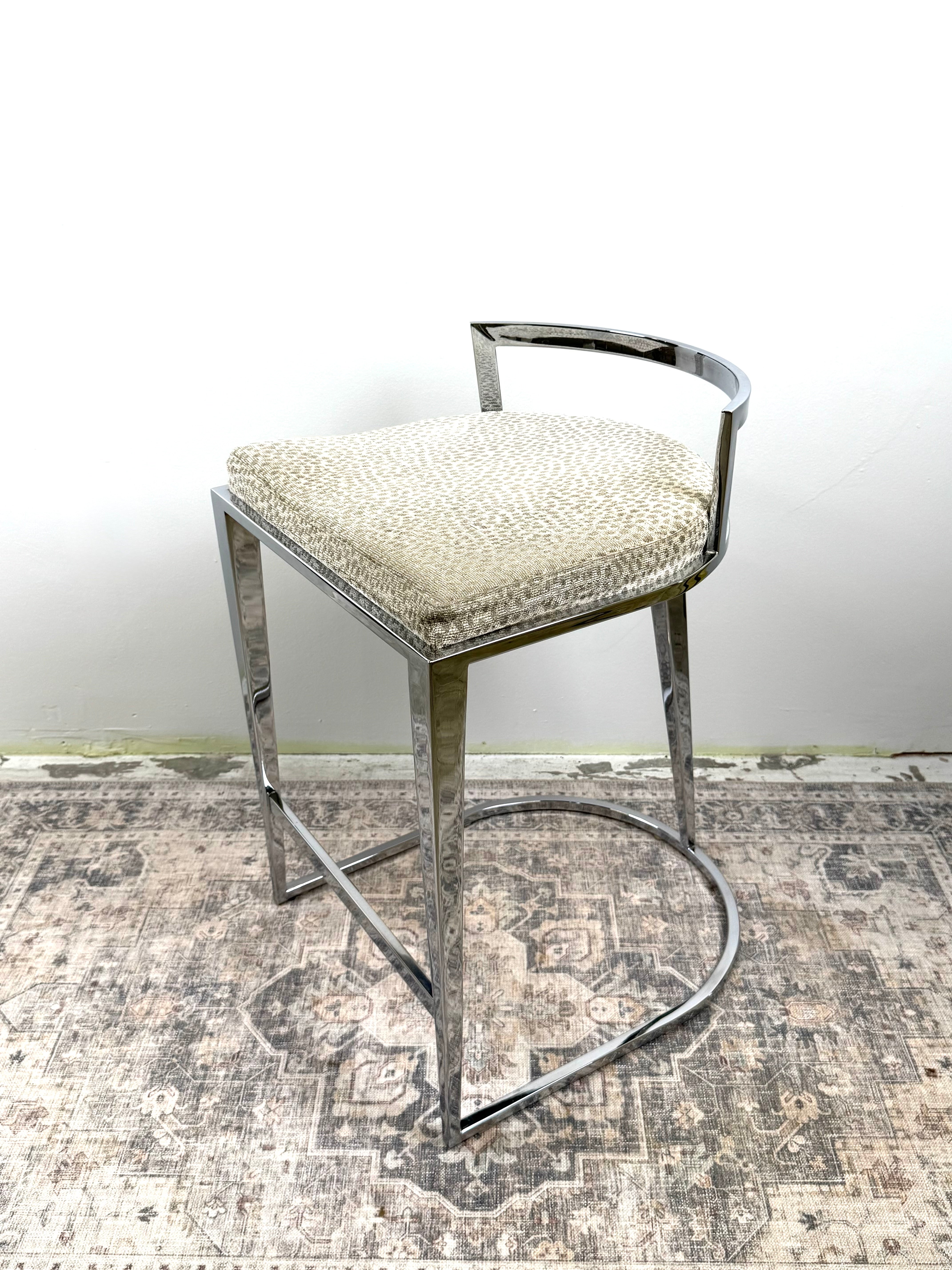 Modern Chrome Counter Stools Set of 2