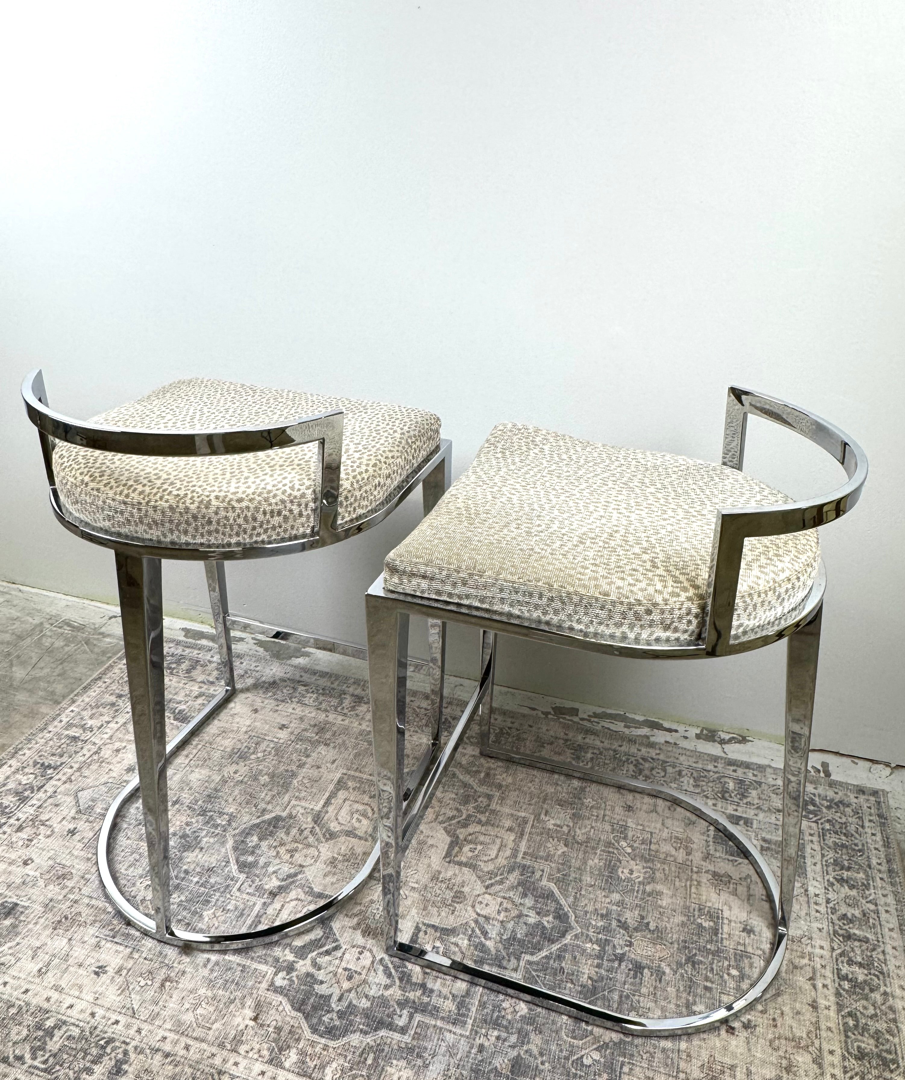 Modern Chrome Counter Stools Set of 2
