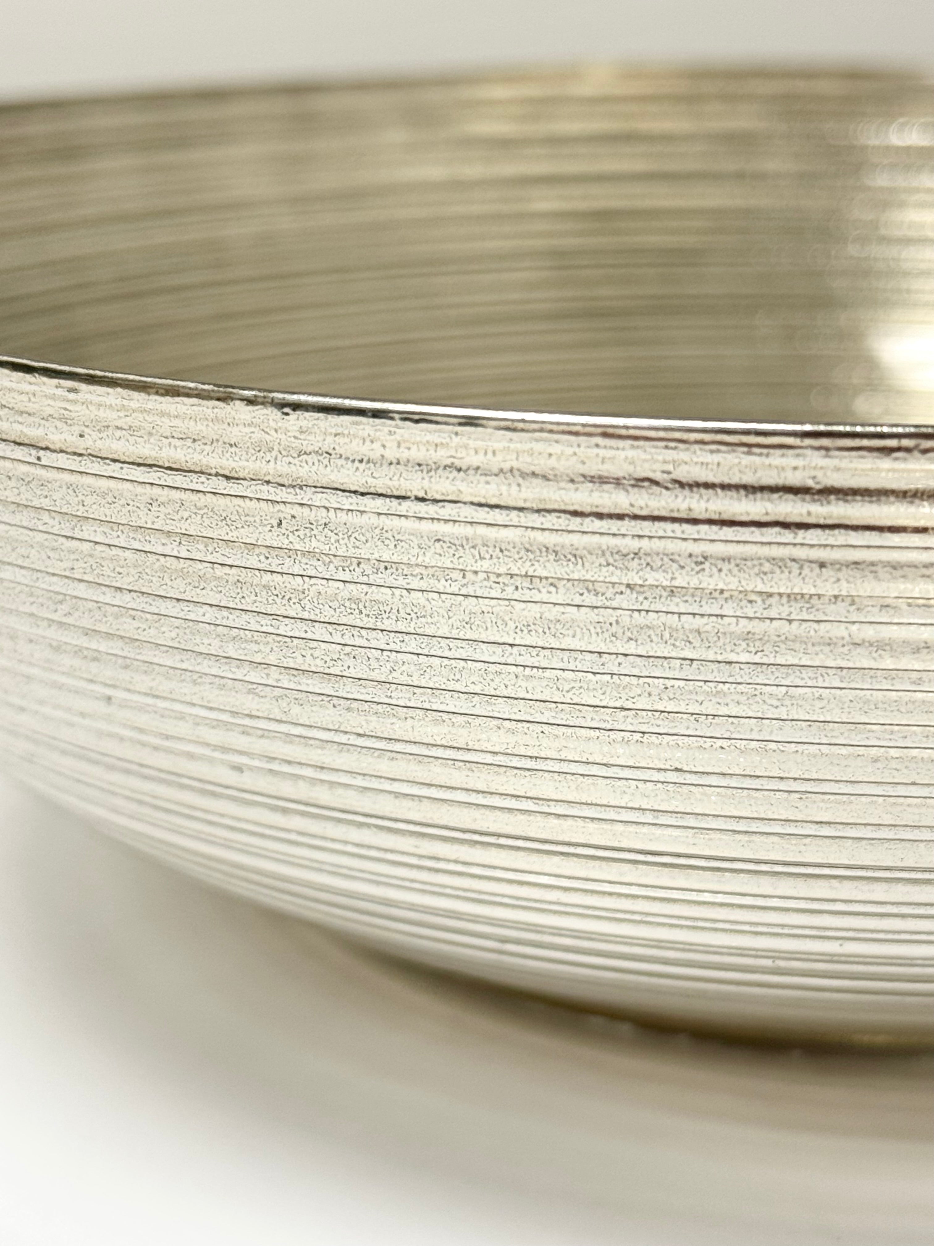 Ribbed Silver Glass Bowl
