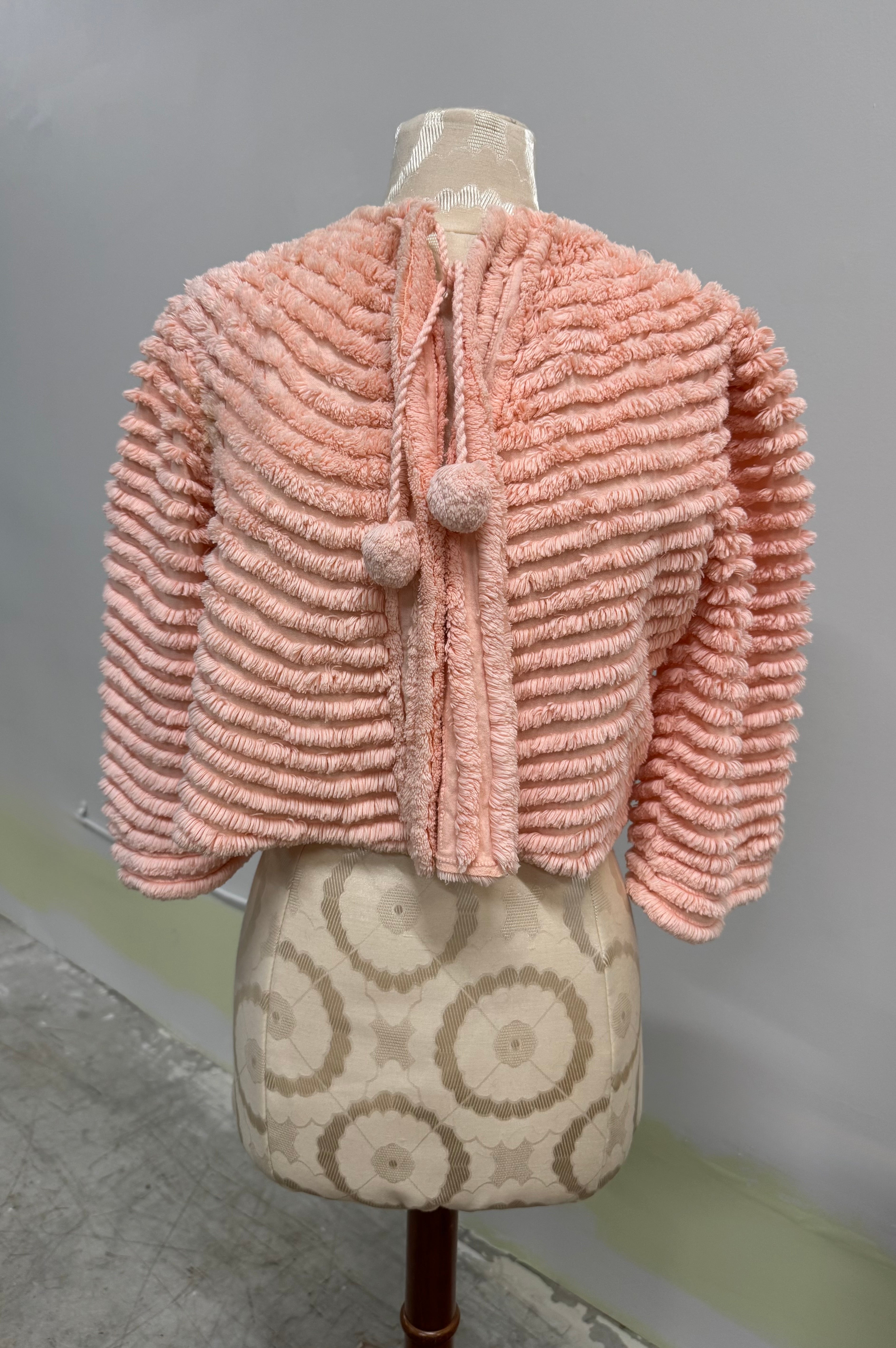 Vintage Pink Peach Chenille Shrug Jacket