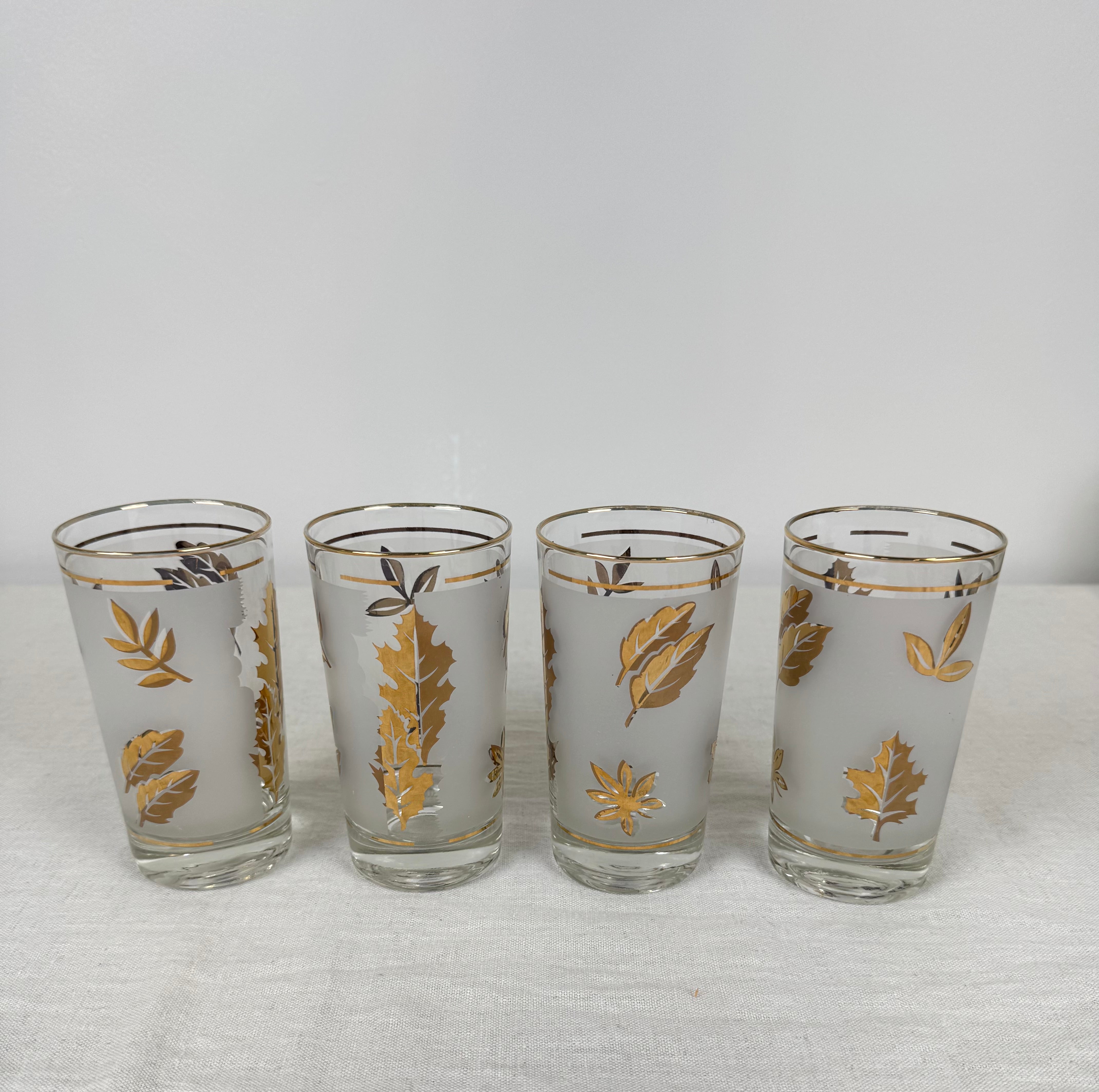 Vintage LIBBEY Gold Leaf Glasses Set of 4