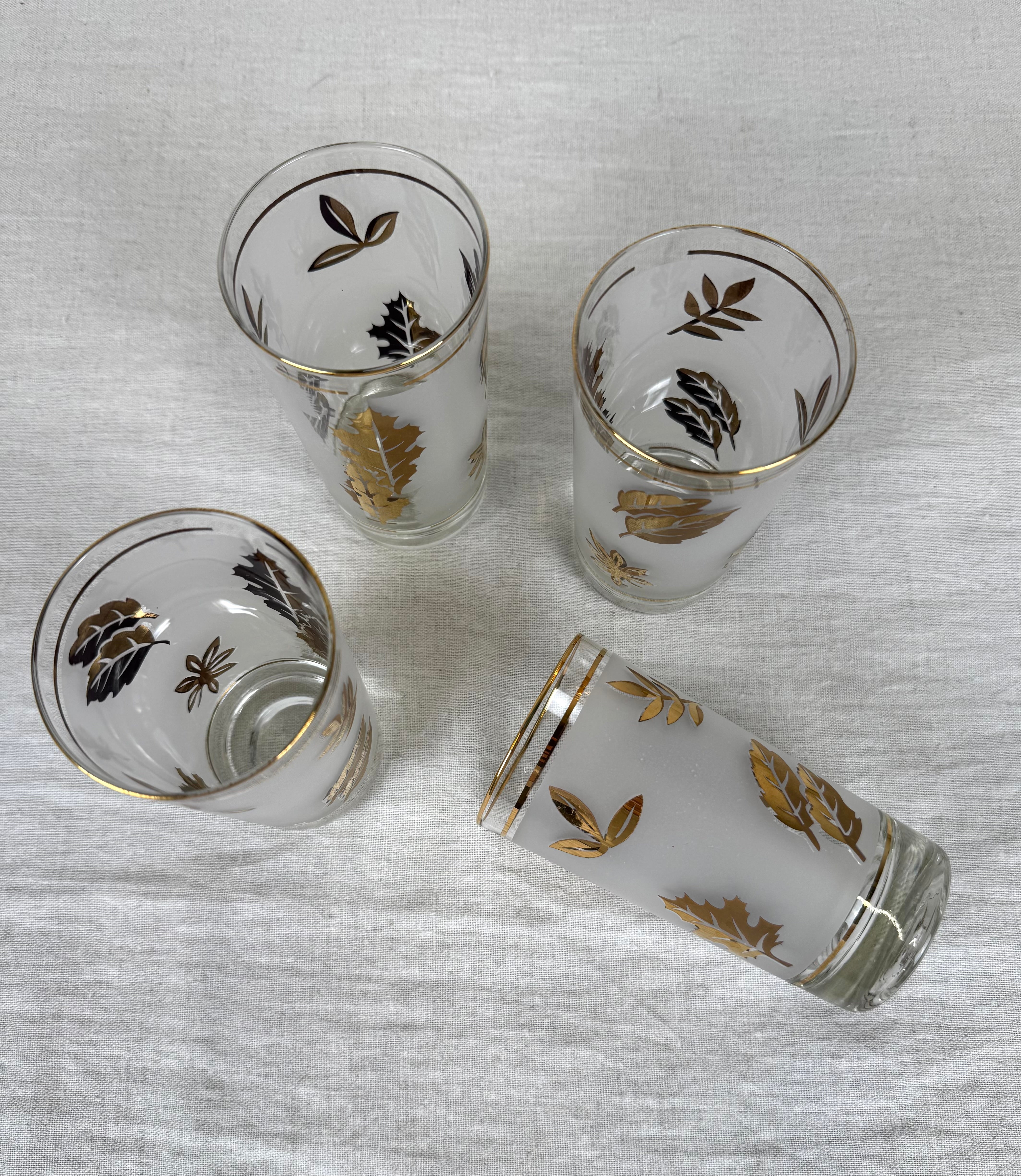 Vintage LIBBEY Gold Leaf Glasses Set of 4