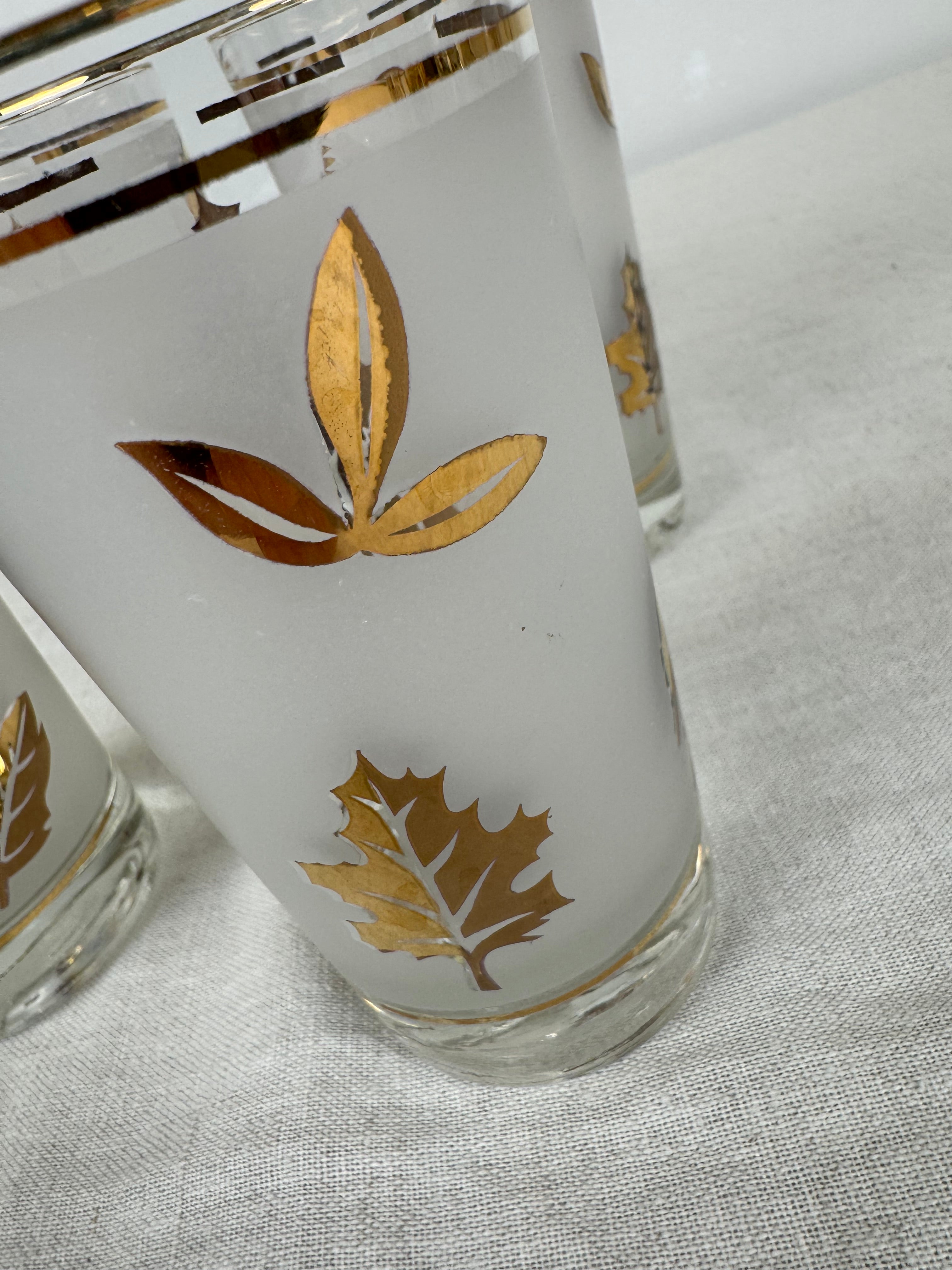 Vintage LIBBEY Gold Leaf Glasses Set of 4