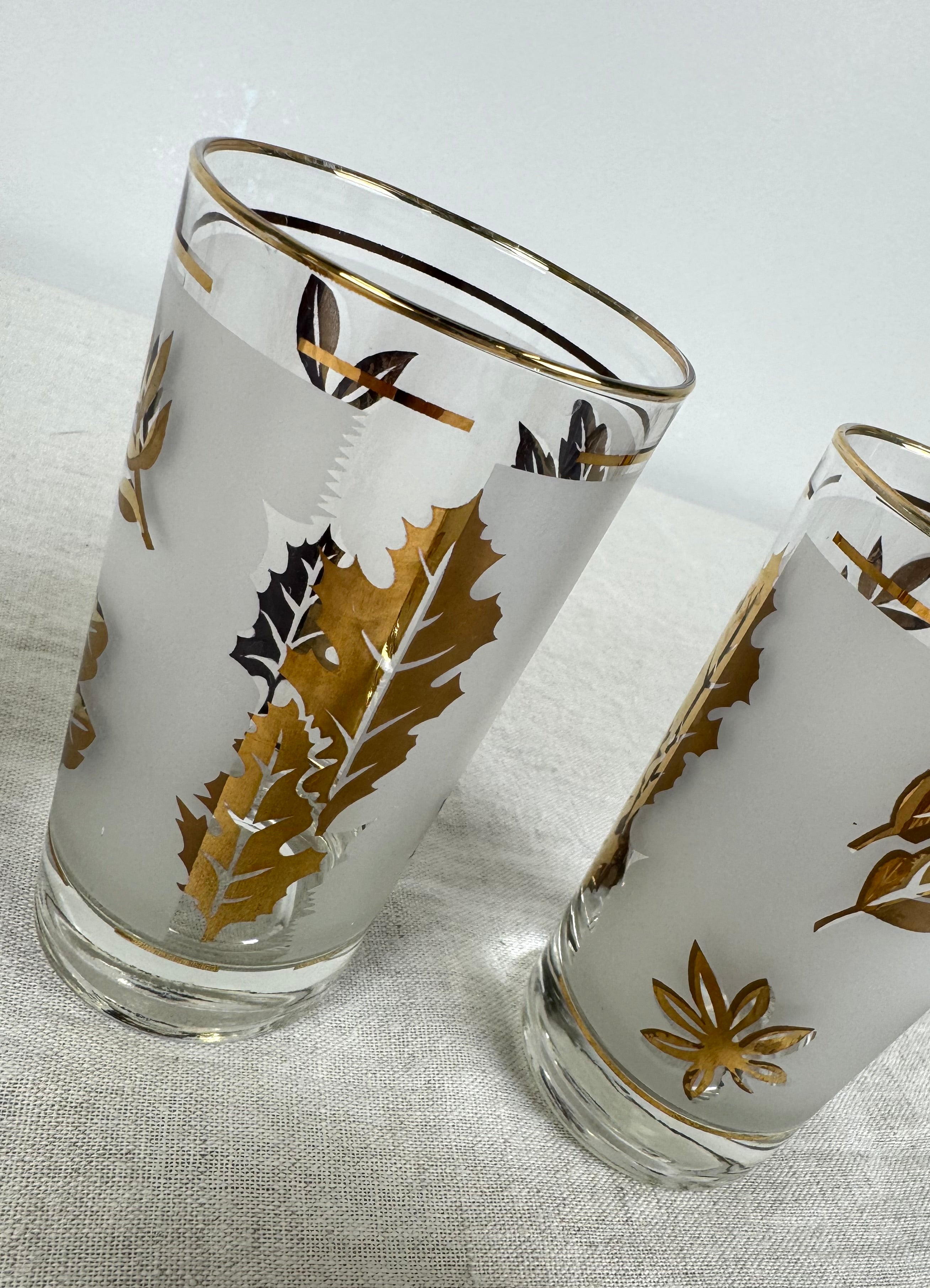 Vintage LIBBEY Gold Leaf Glasses Set of 4
