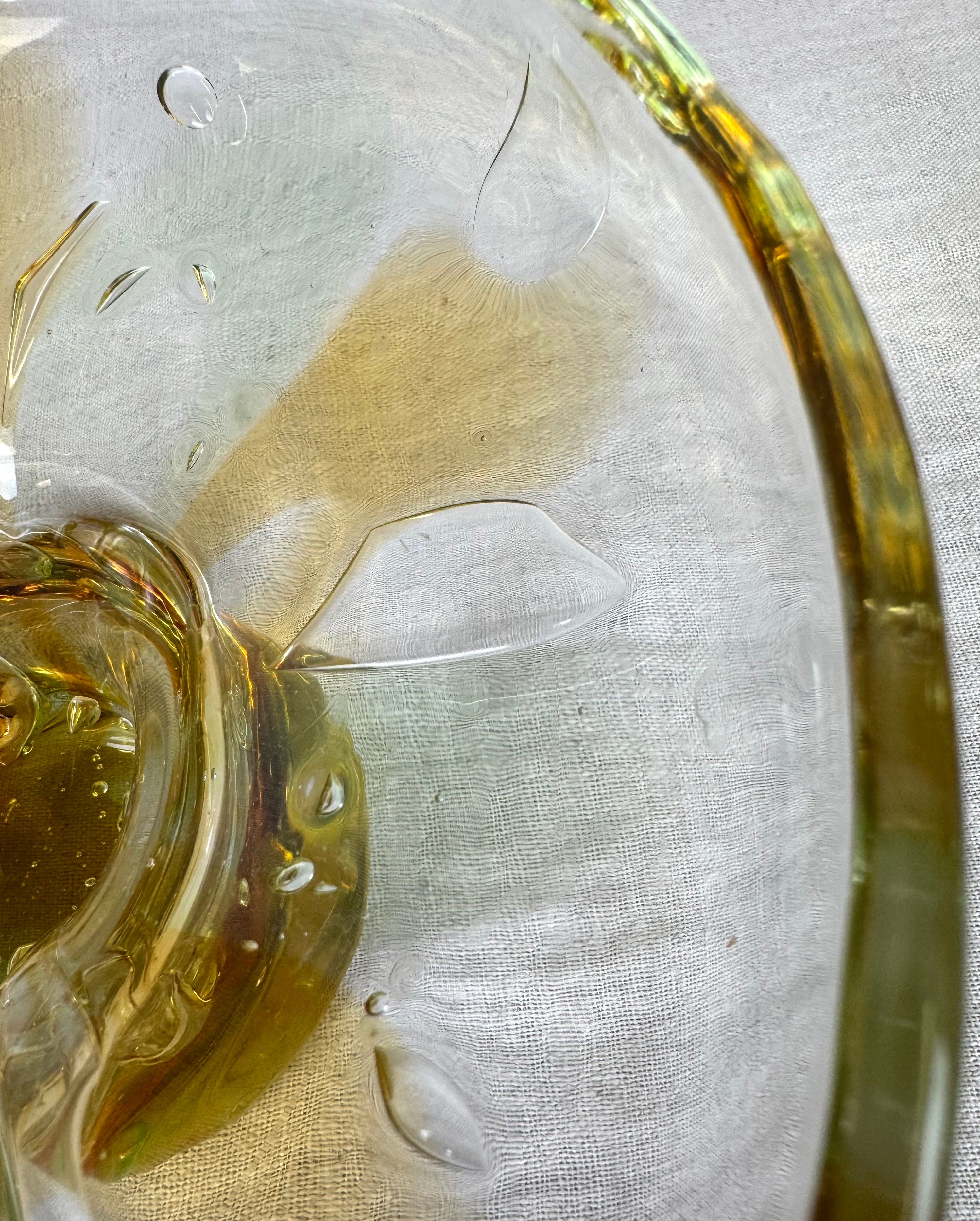 Amber Swirl Glass Pedestal Bowl