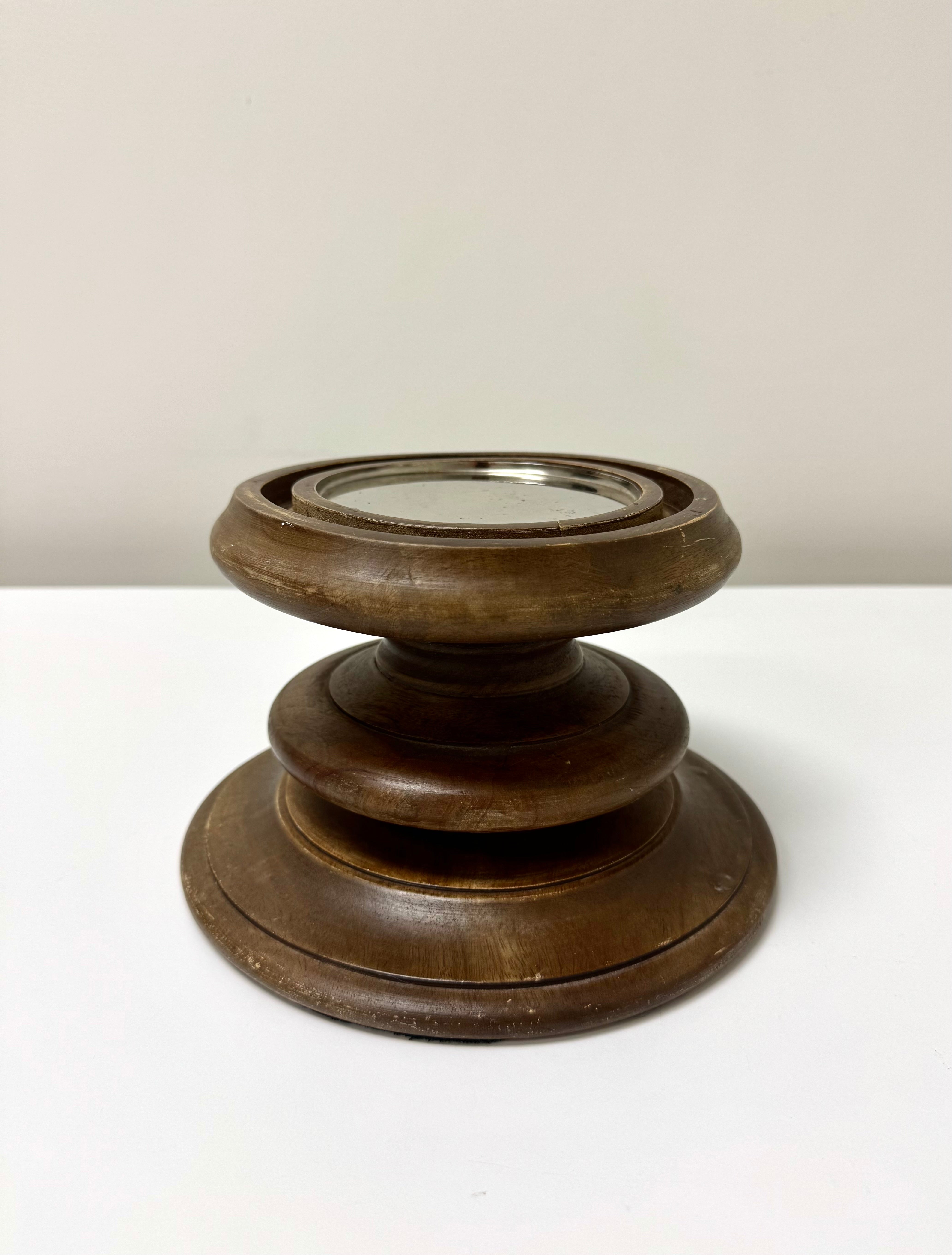 Turned Wood Pillar Candle Holder