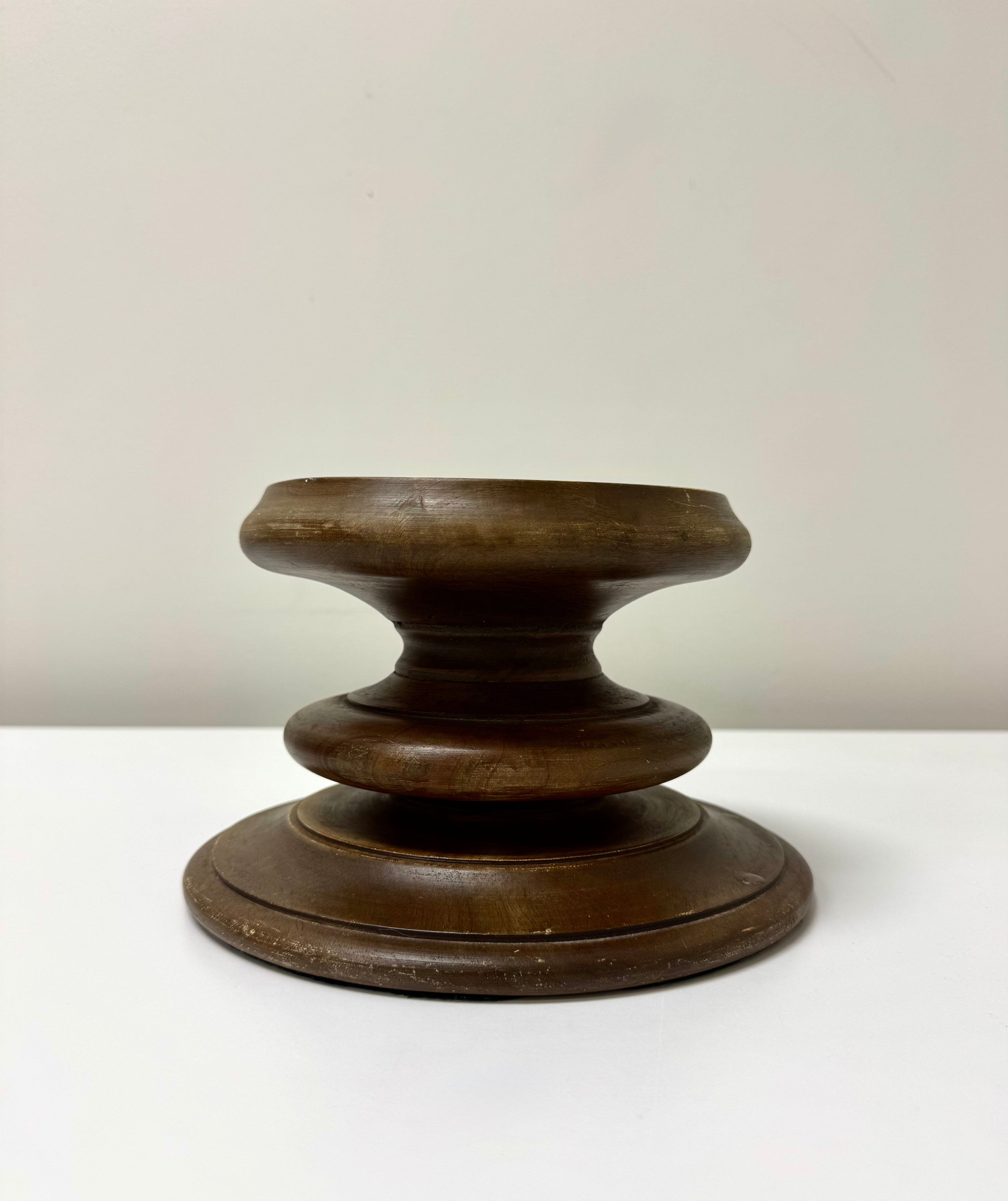 Turned Wood Pillar Candle Holder