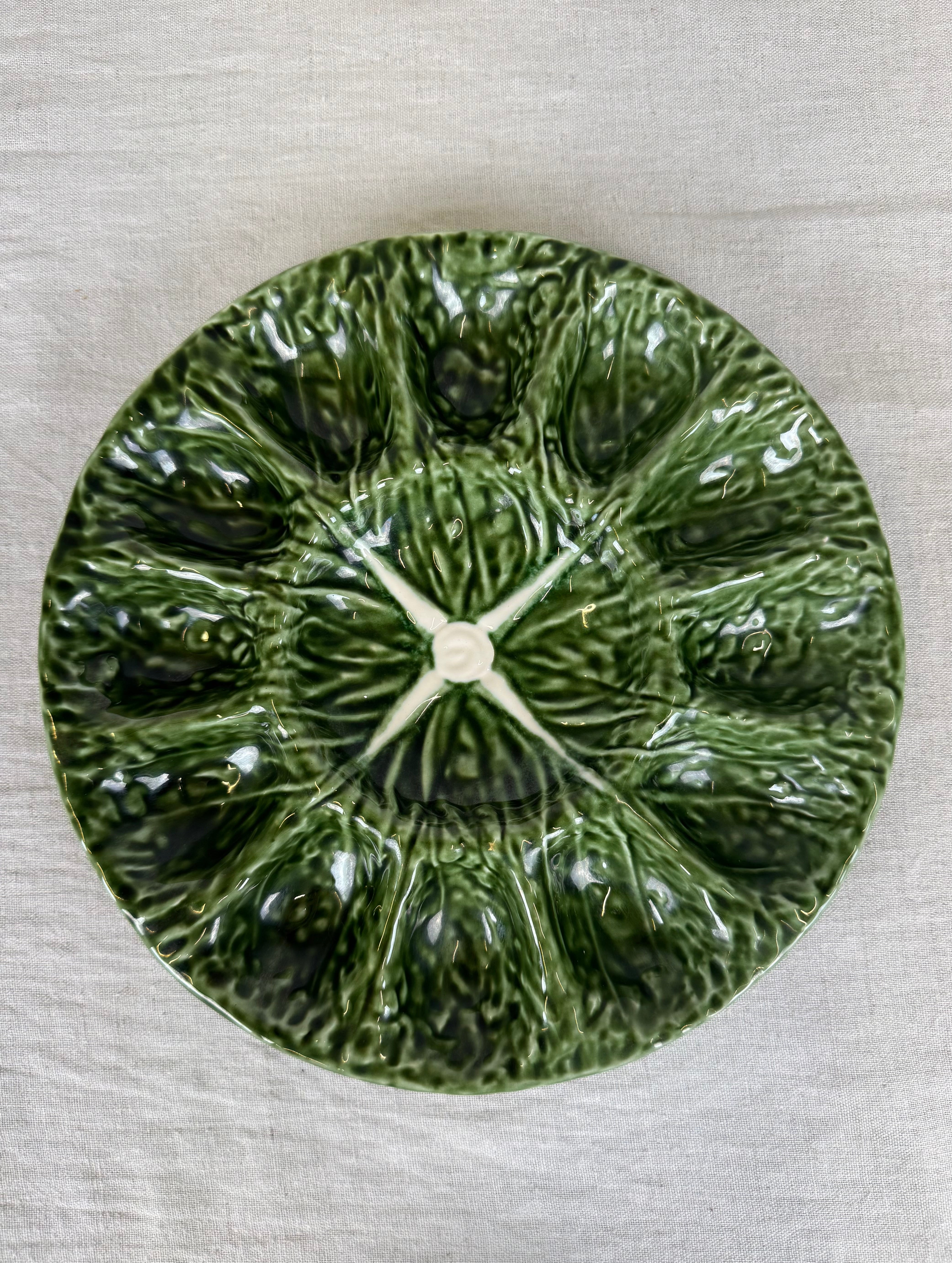 OLFAIRE Green Cabbage Leaf Egg Platter