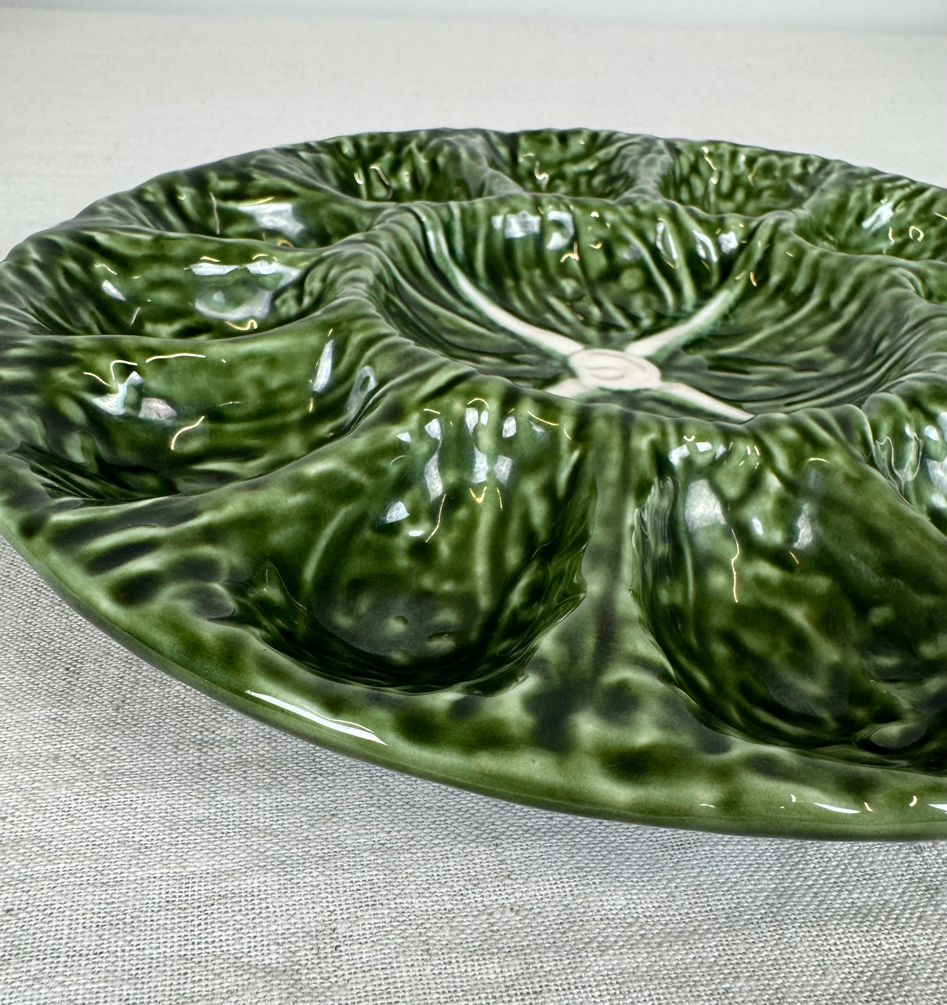 OLFAIRE Green Cabbage Leaf Egg Platter