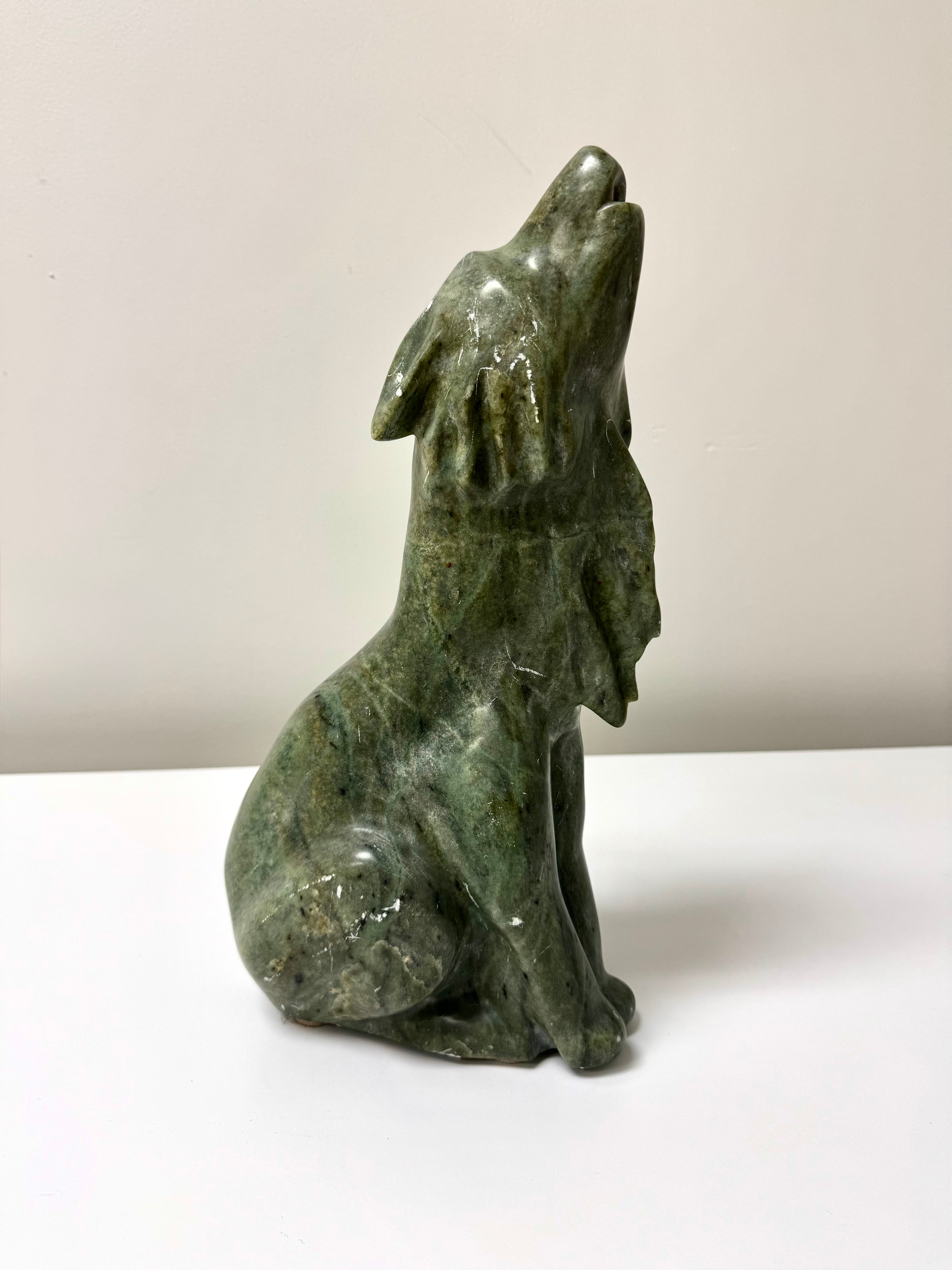 Howling Wolf Inuit Soapstone Sculpture