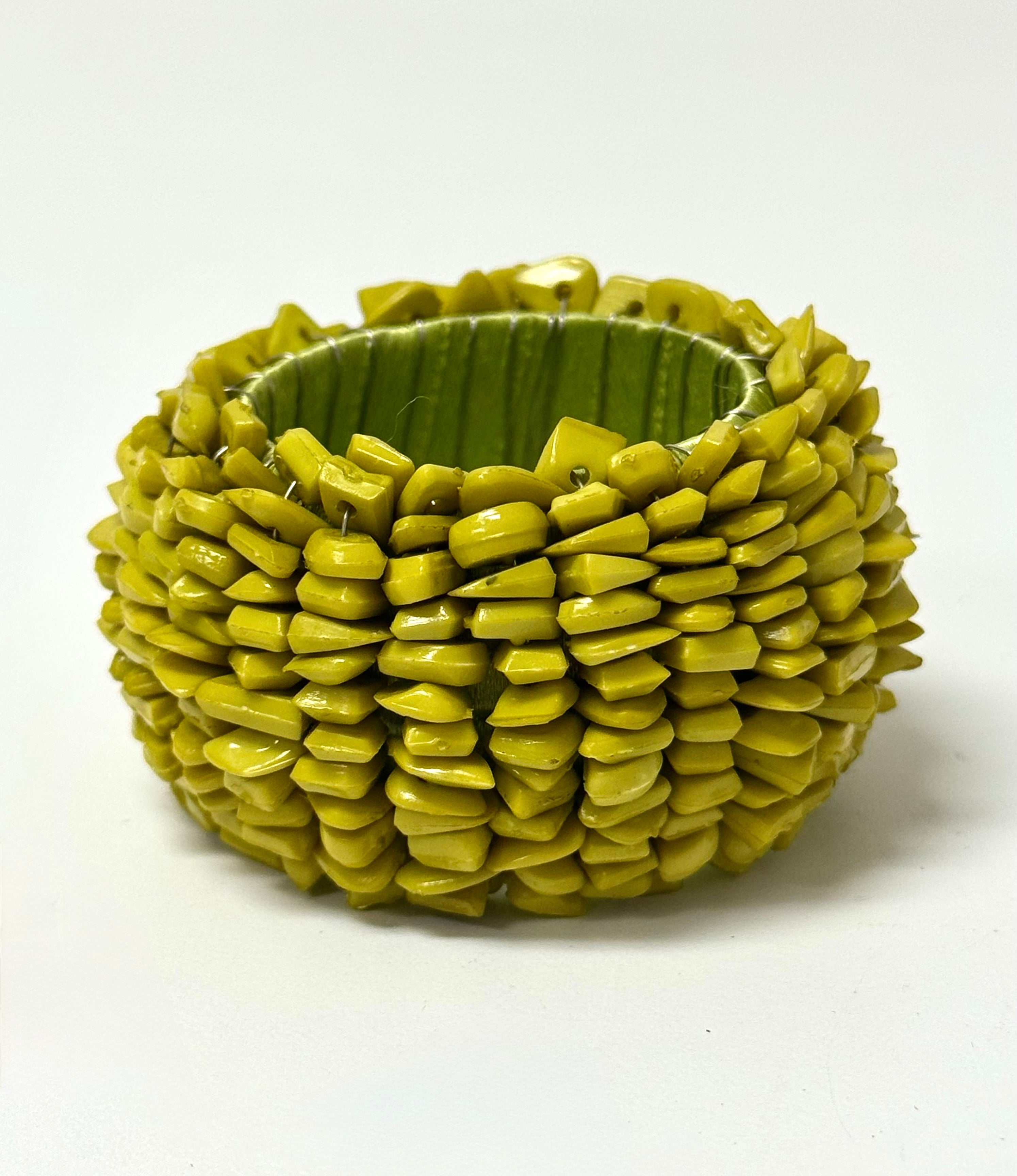 PIER 1 Avocado Green Beaded Napkin Rings Set of 10
