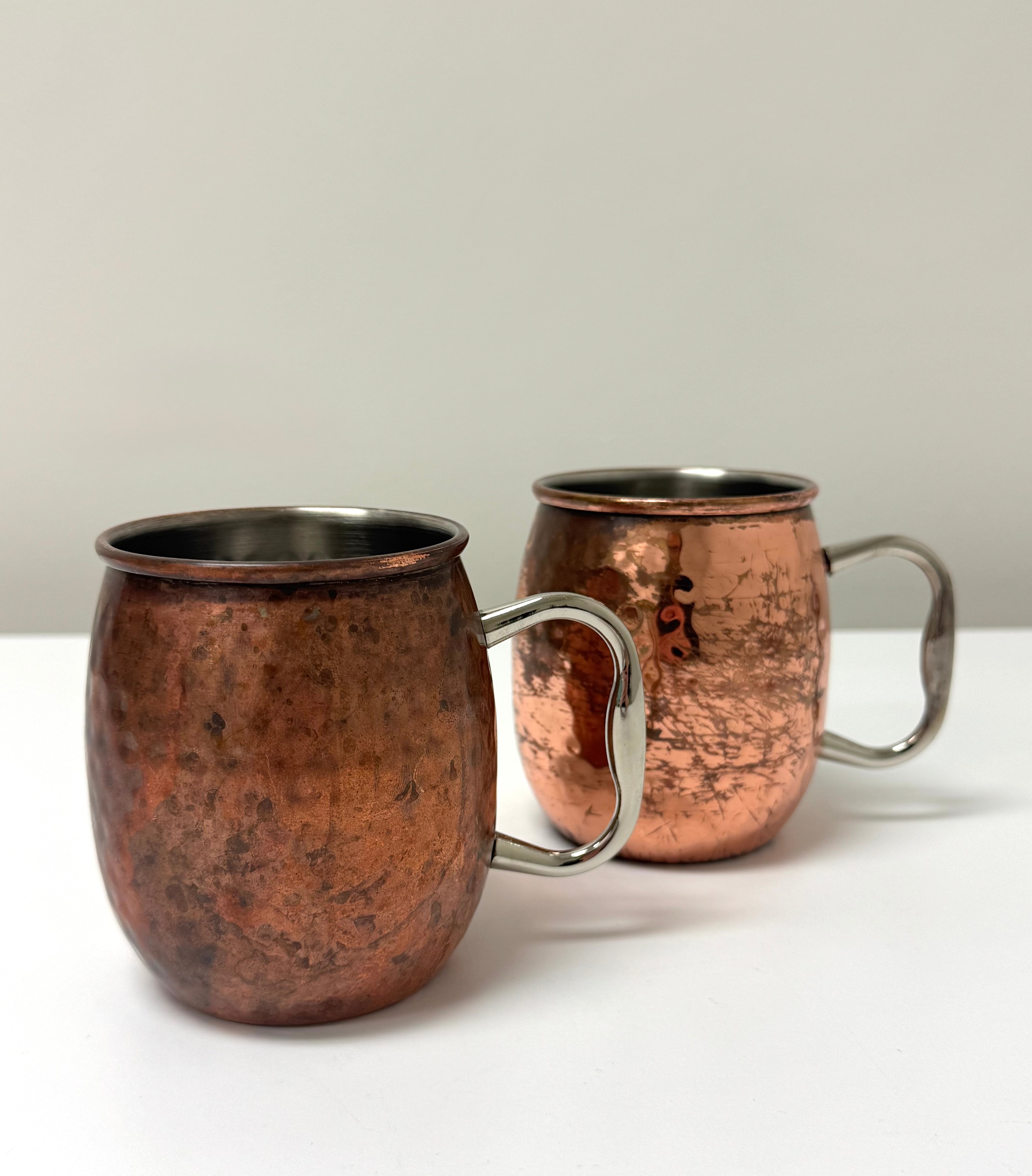 Worn Hammered Copper Moscow Mule Mugs Set of 2