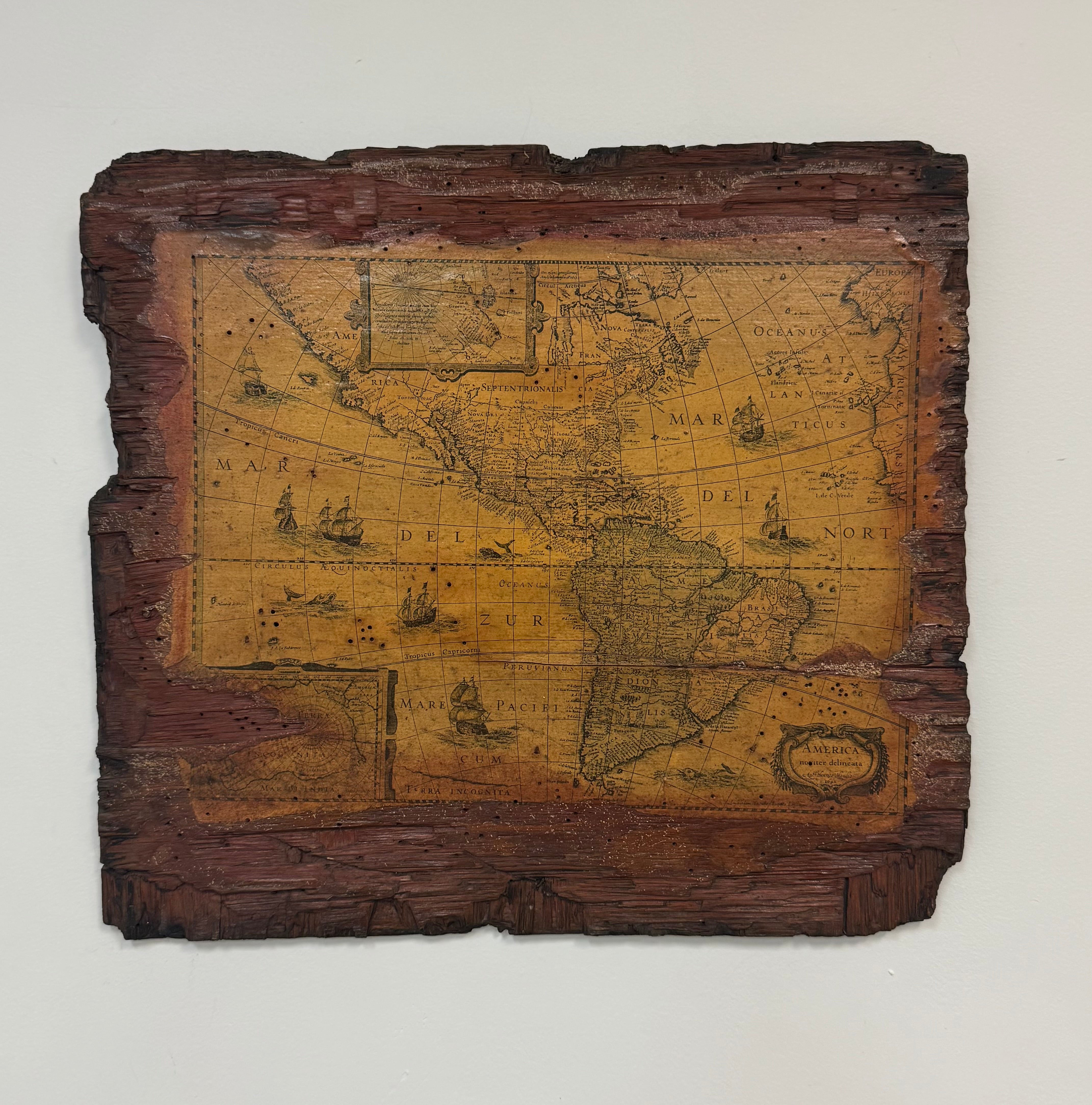 Primitive America Map Wooden Plaque
