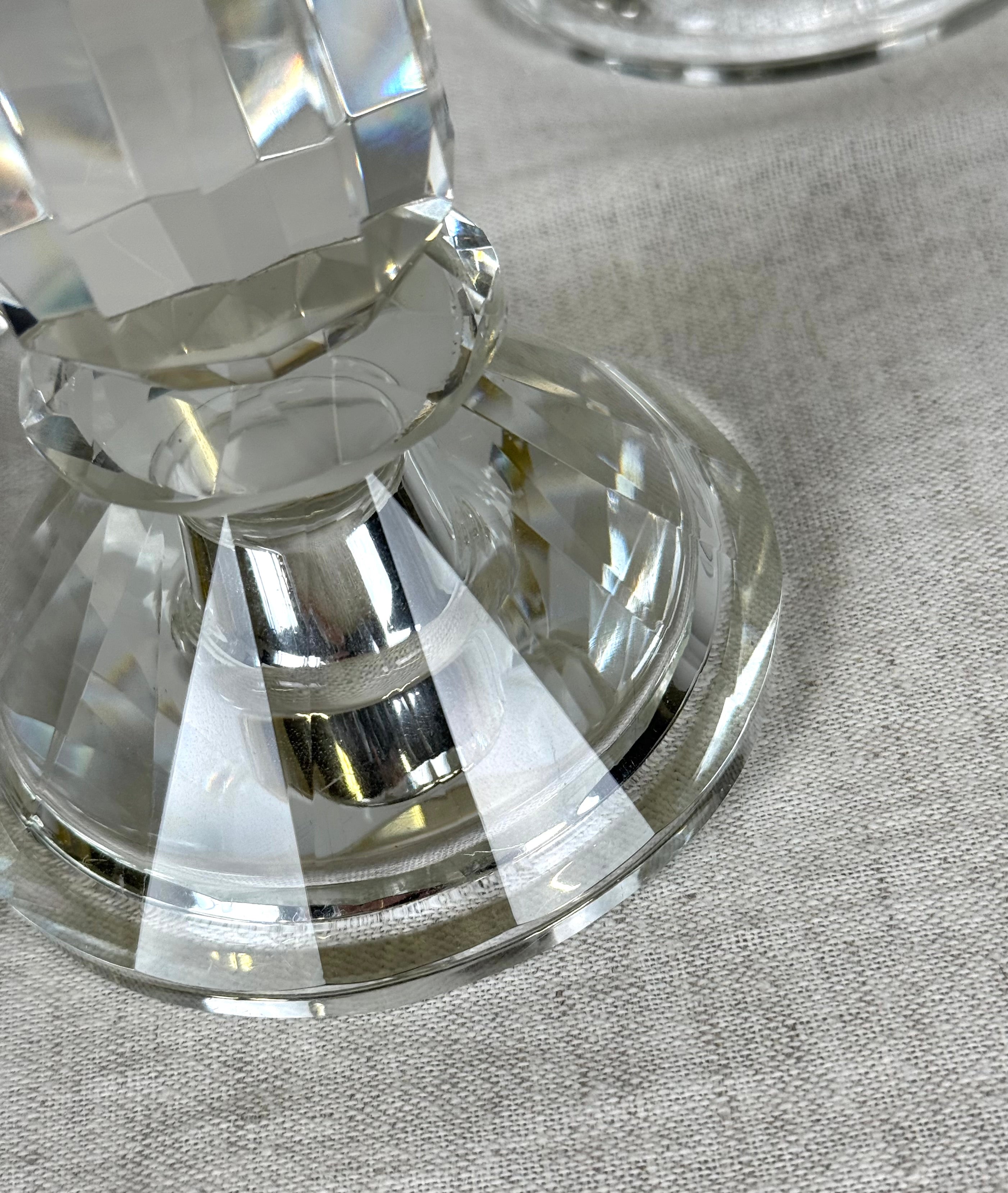 Faceted Glass Candle Holders with Candles Set of 3