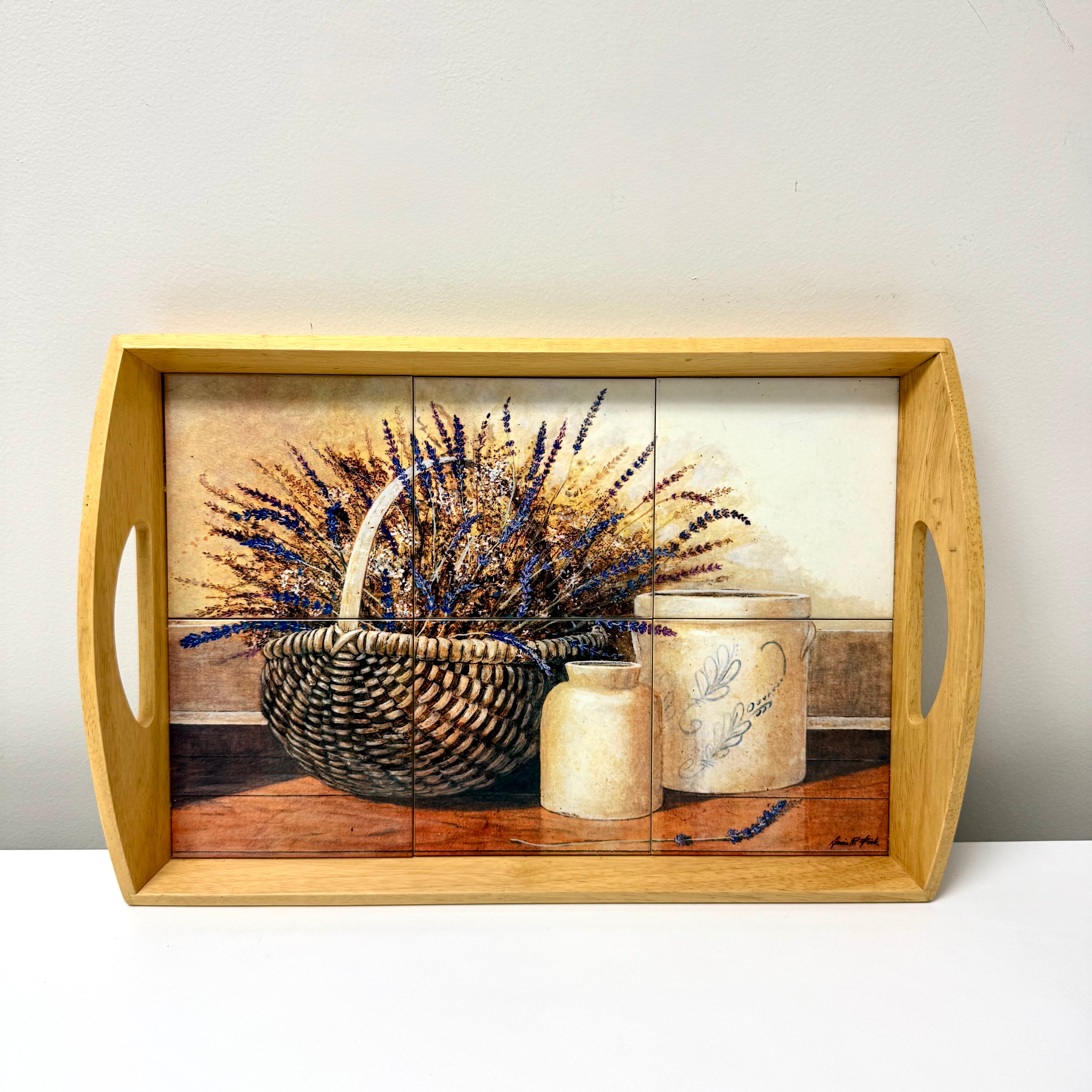 Basket of Lavender Ceramic Tile Tray