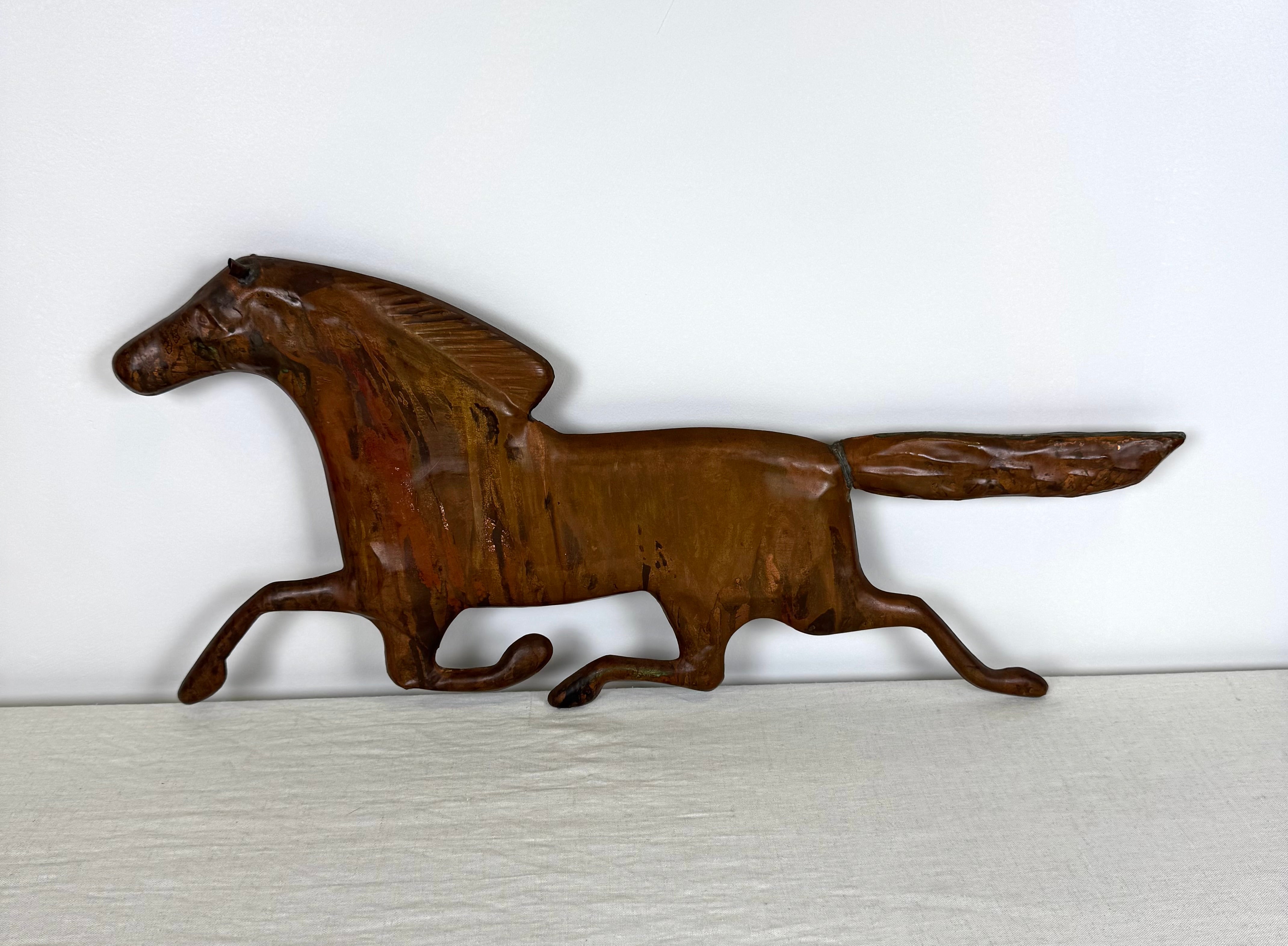 Vintage Weathered Copper Horse Wall Decor