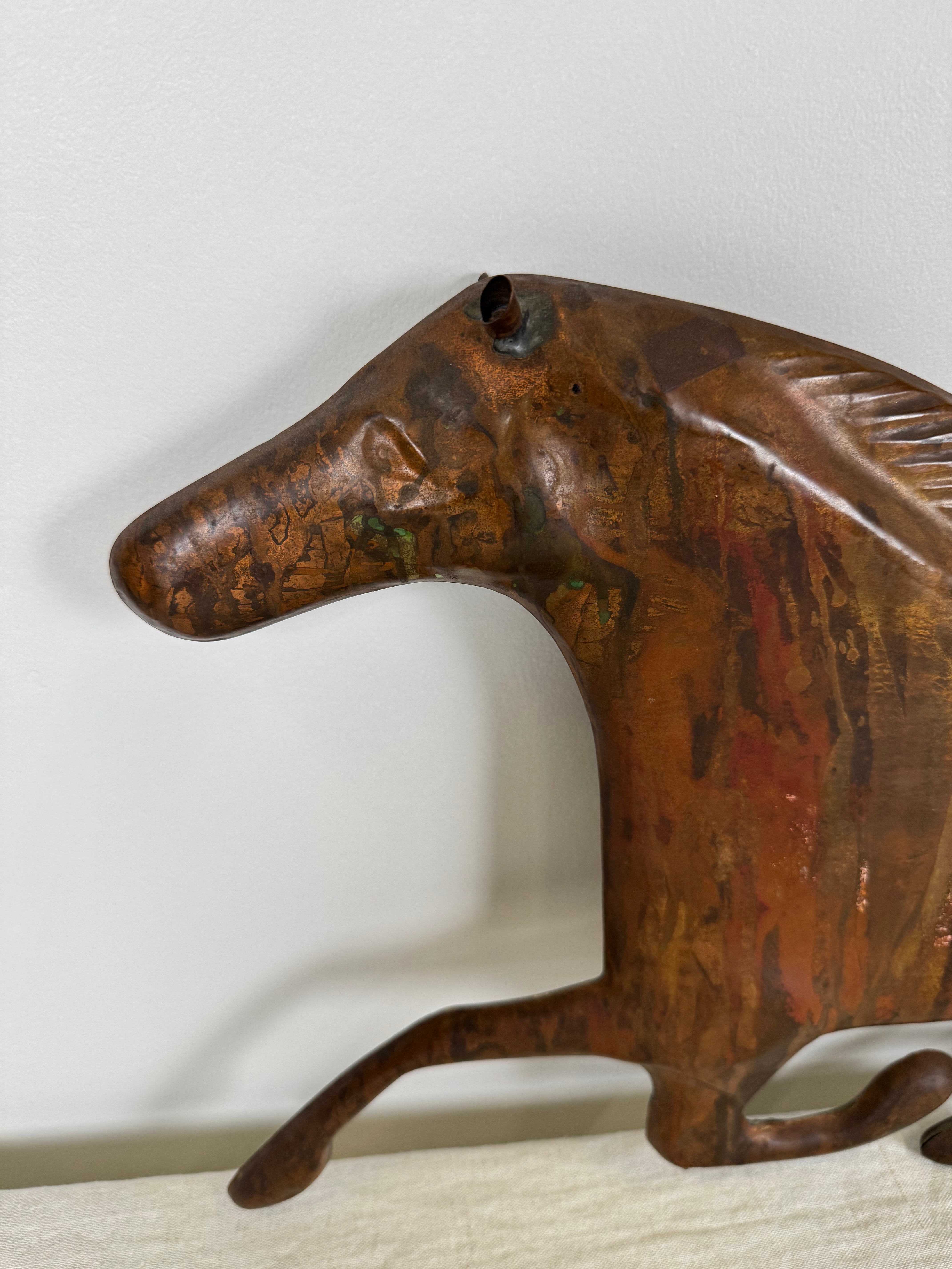 Vintage Weathered Copper Horse Wall Decor
