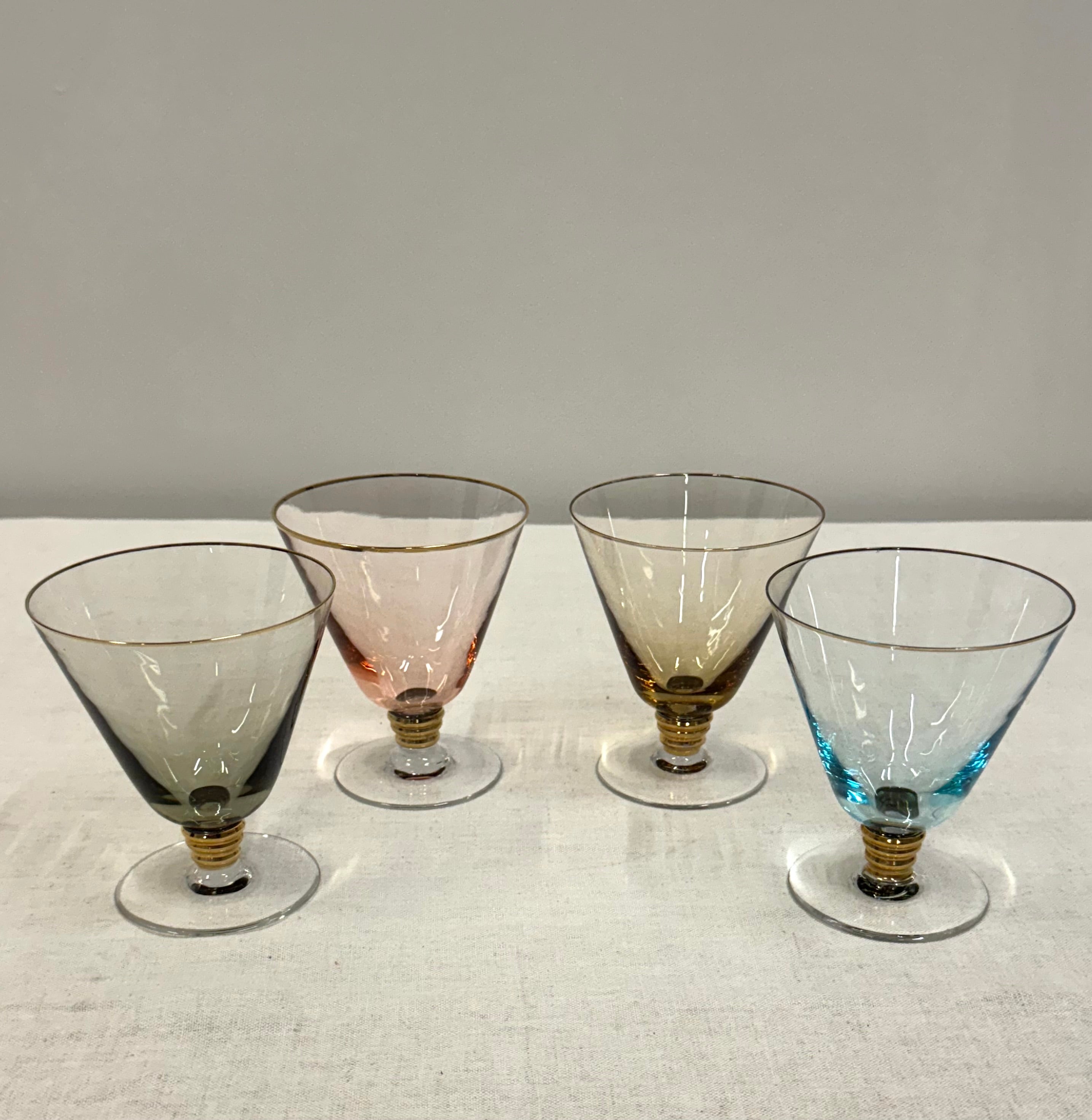 Vintage Iridescent 4-1/2" Cocktail Glasses Set of 4